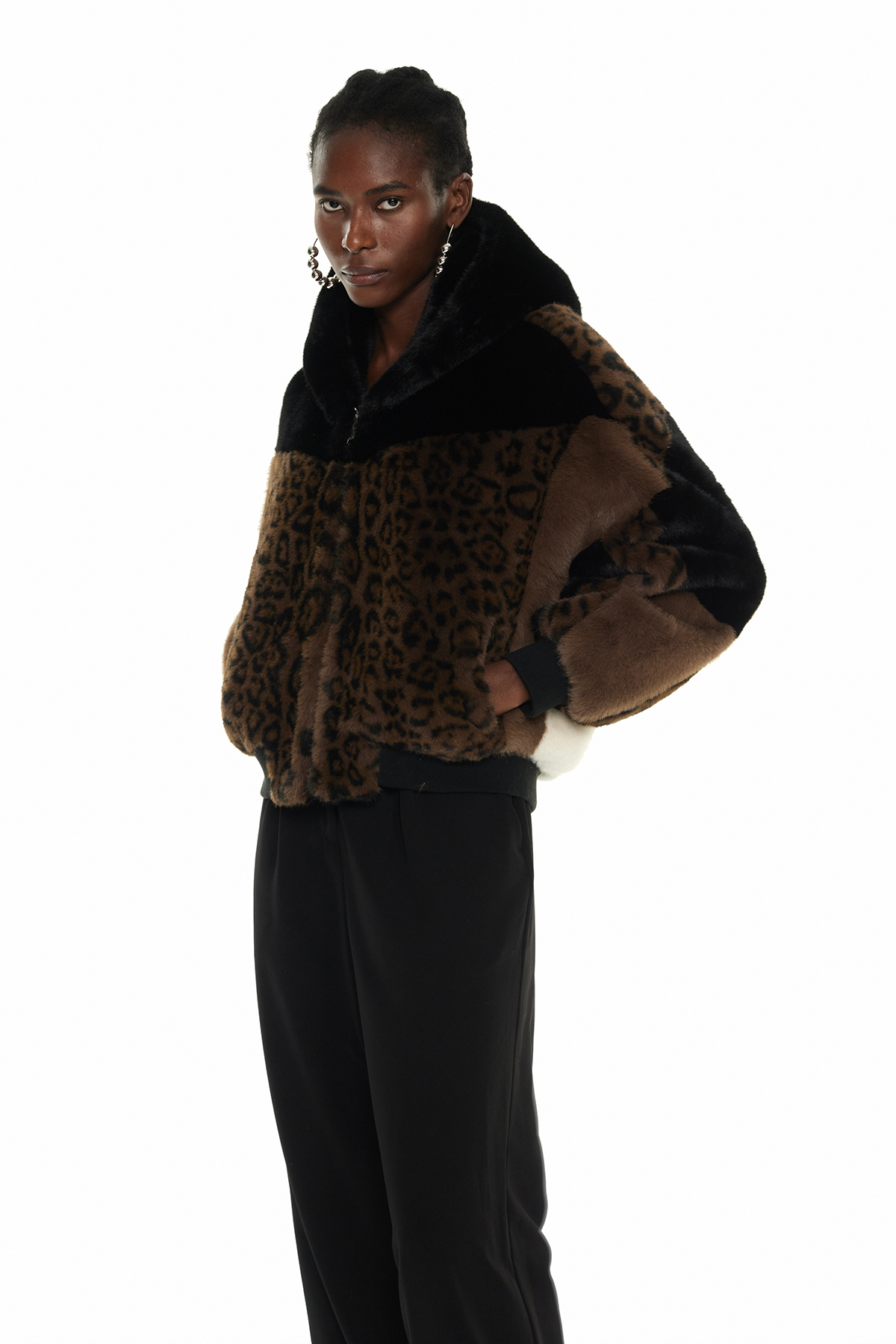 Garegin Hooded Leopard Faux Fur Jacket