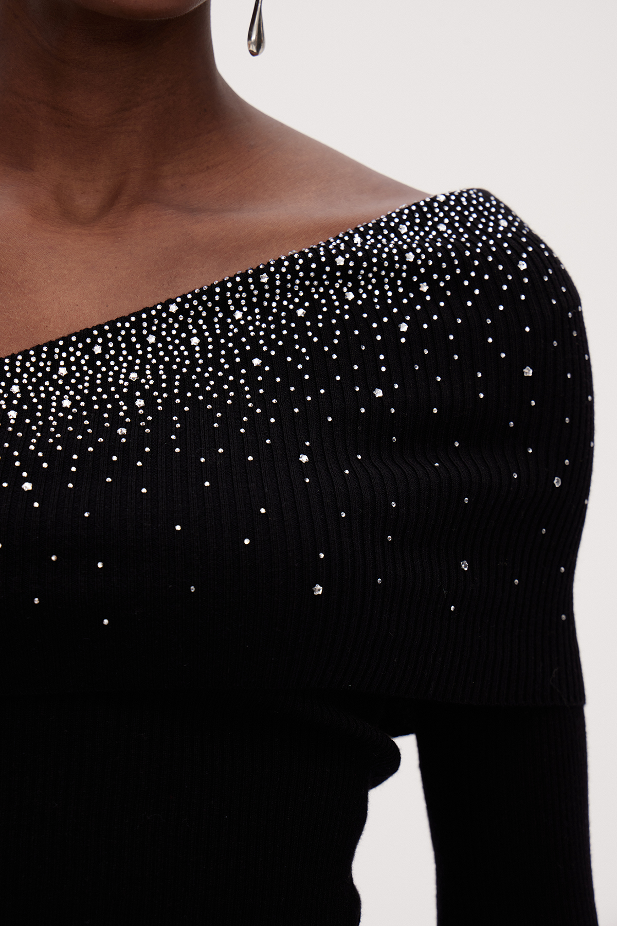 Gareth Rhinestone Asymmetric Top