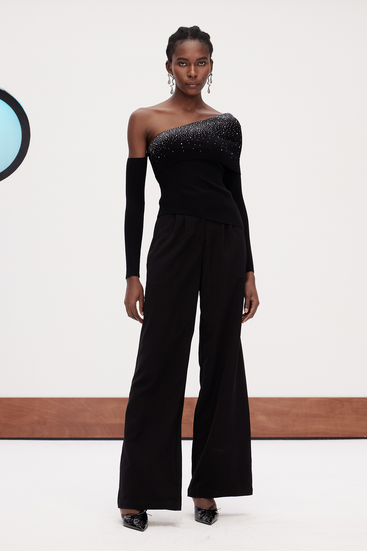 Gareth Rhinestone Asymmetric Top