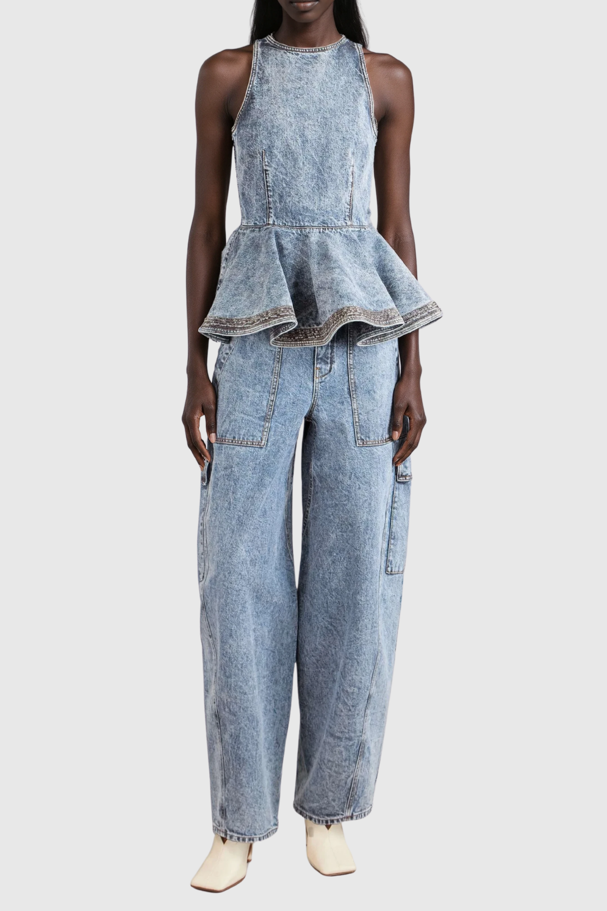 Giosetta Denim Ruffle Top