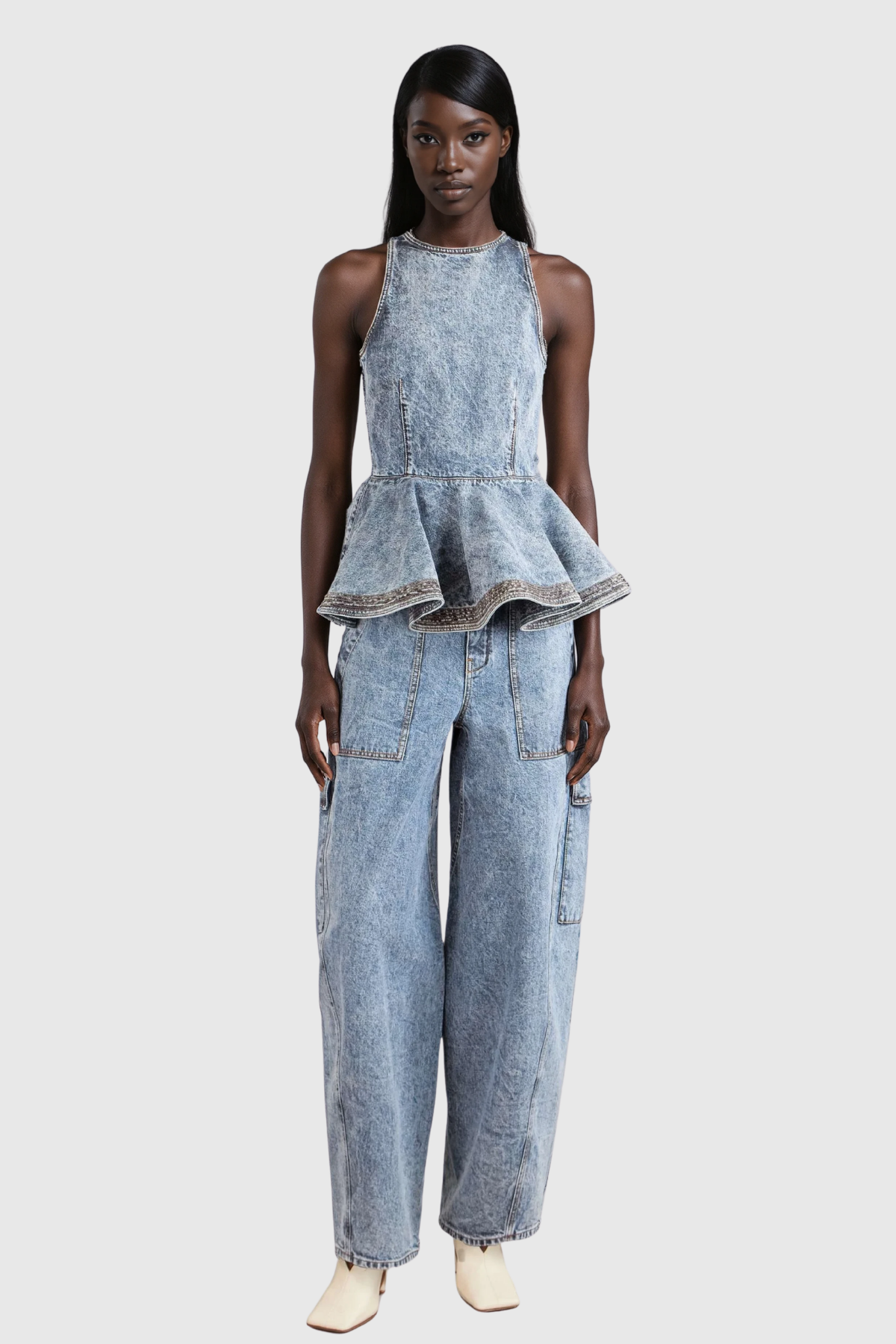 Giosetta Denim Ruffle Top