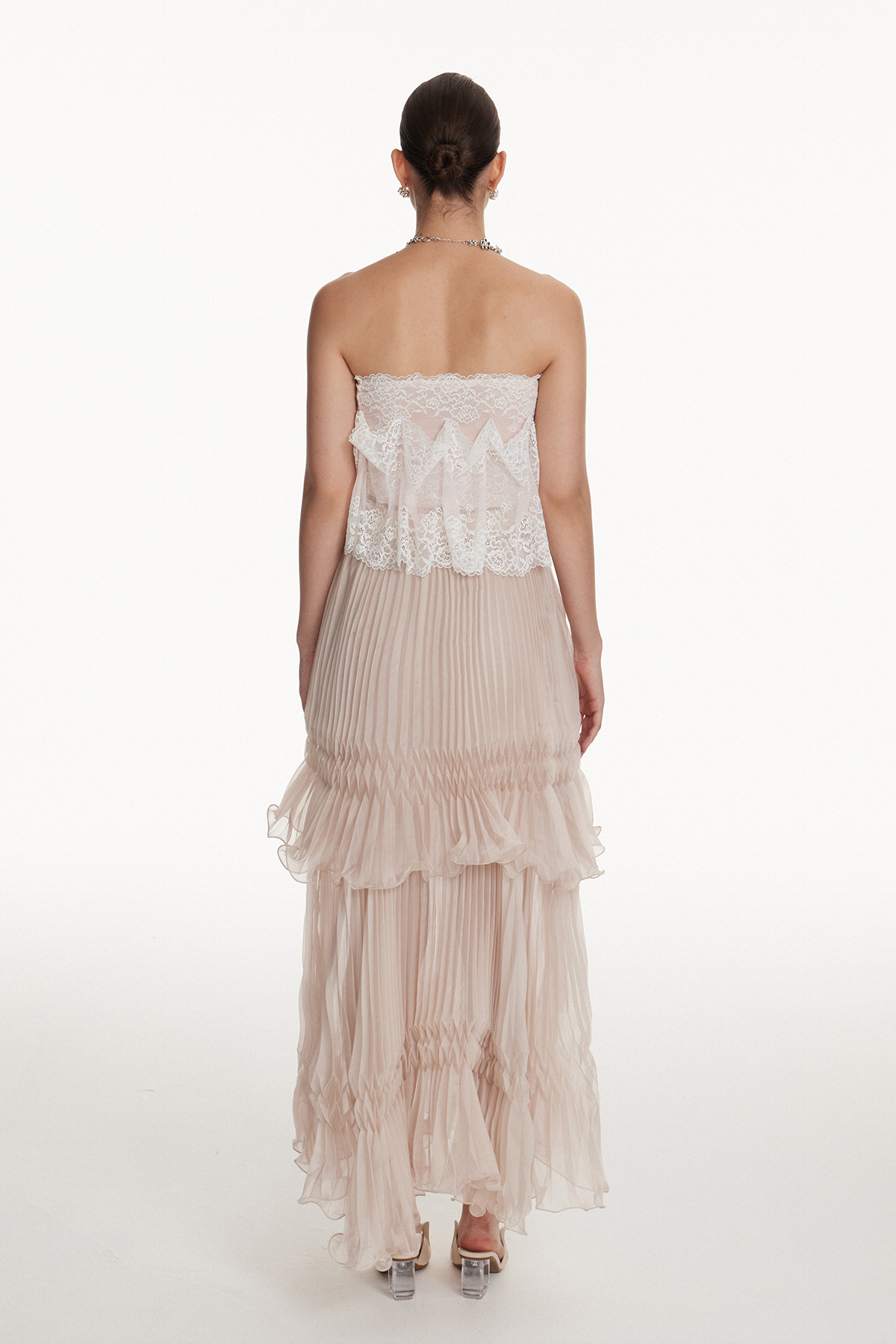 Giovannetta Lace Ruch Ruffle Skirt Set