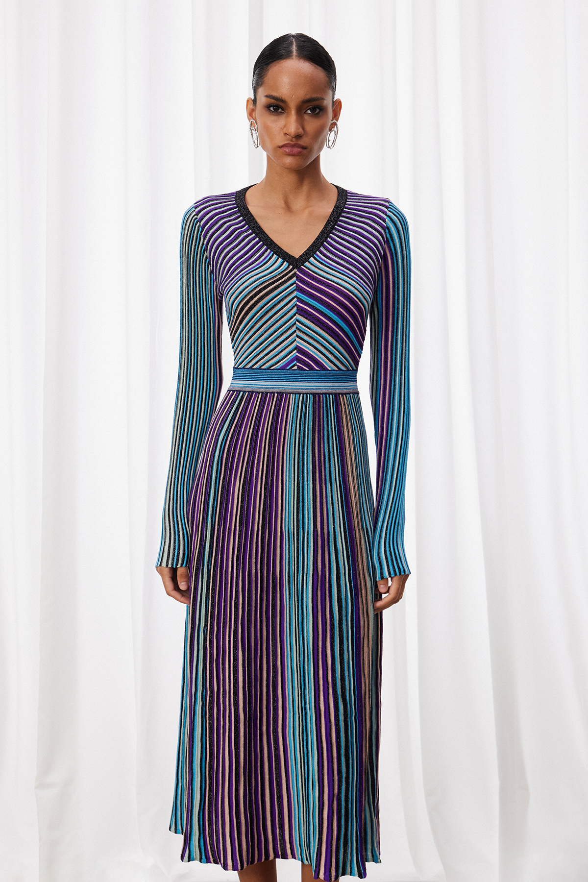 Giovannetta Plunge Glitter Midi Dress