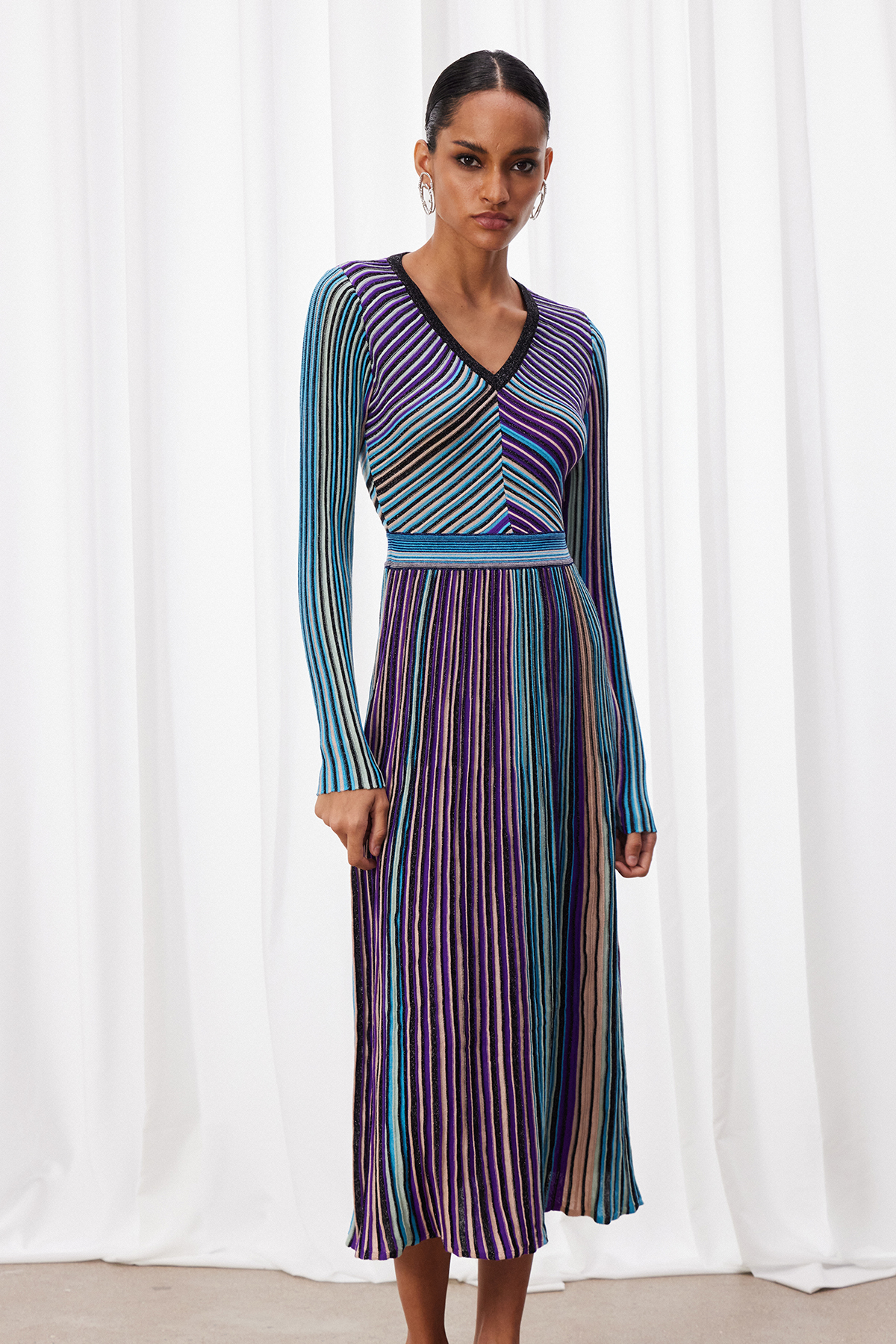 Giovannetta Plunge Glitter Midi Dress