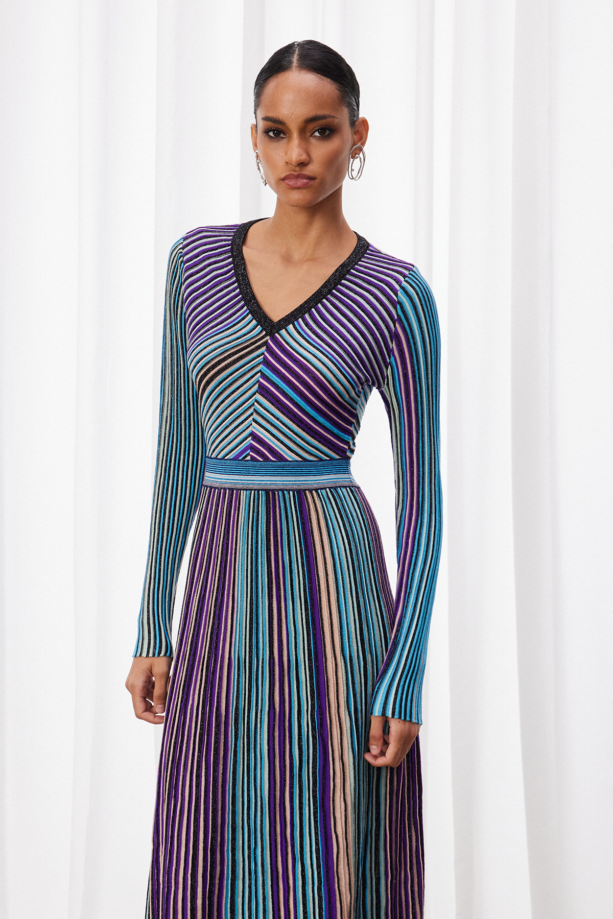 Giovannetta Plunge Glitter Midi Dress