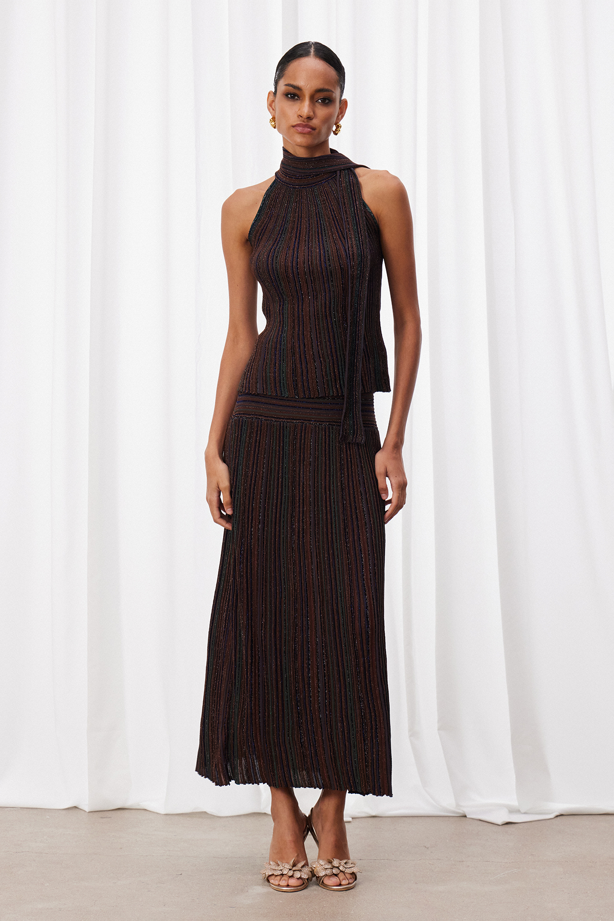 Giovannetta Sleeveless Glitter Skirt Set