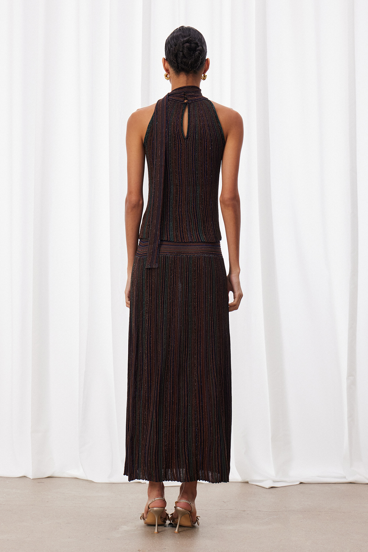 Giovannetta Sleeveless Glitter Skirt Set