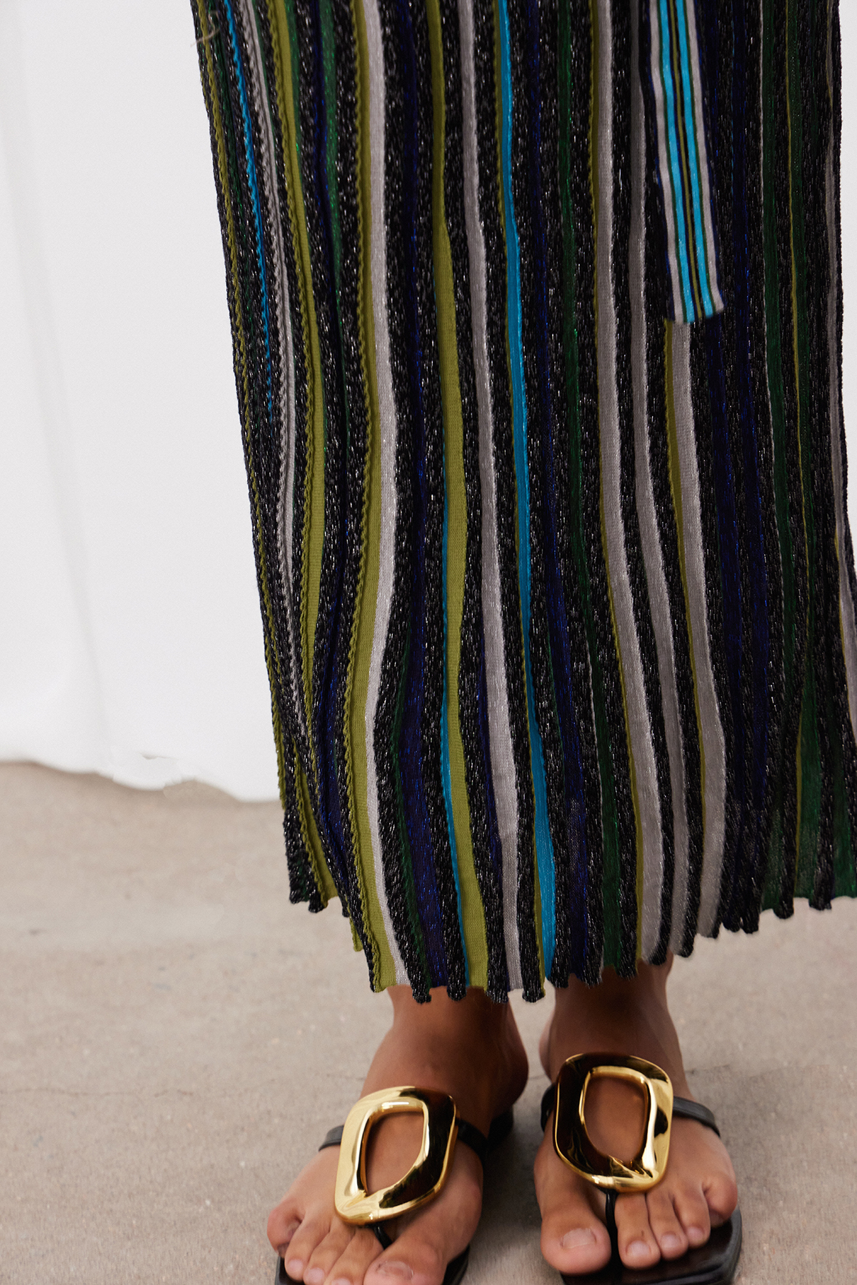 Giovannetta Sleeveless Stripe Glitter Maxi Dress