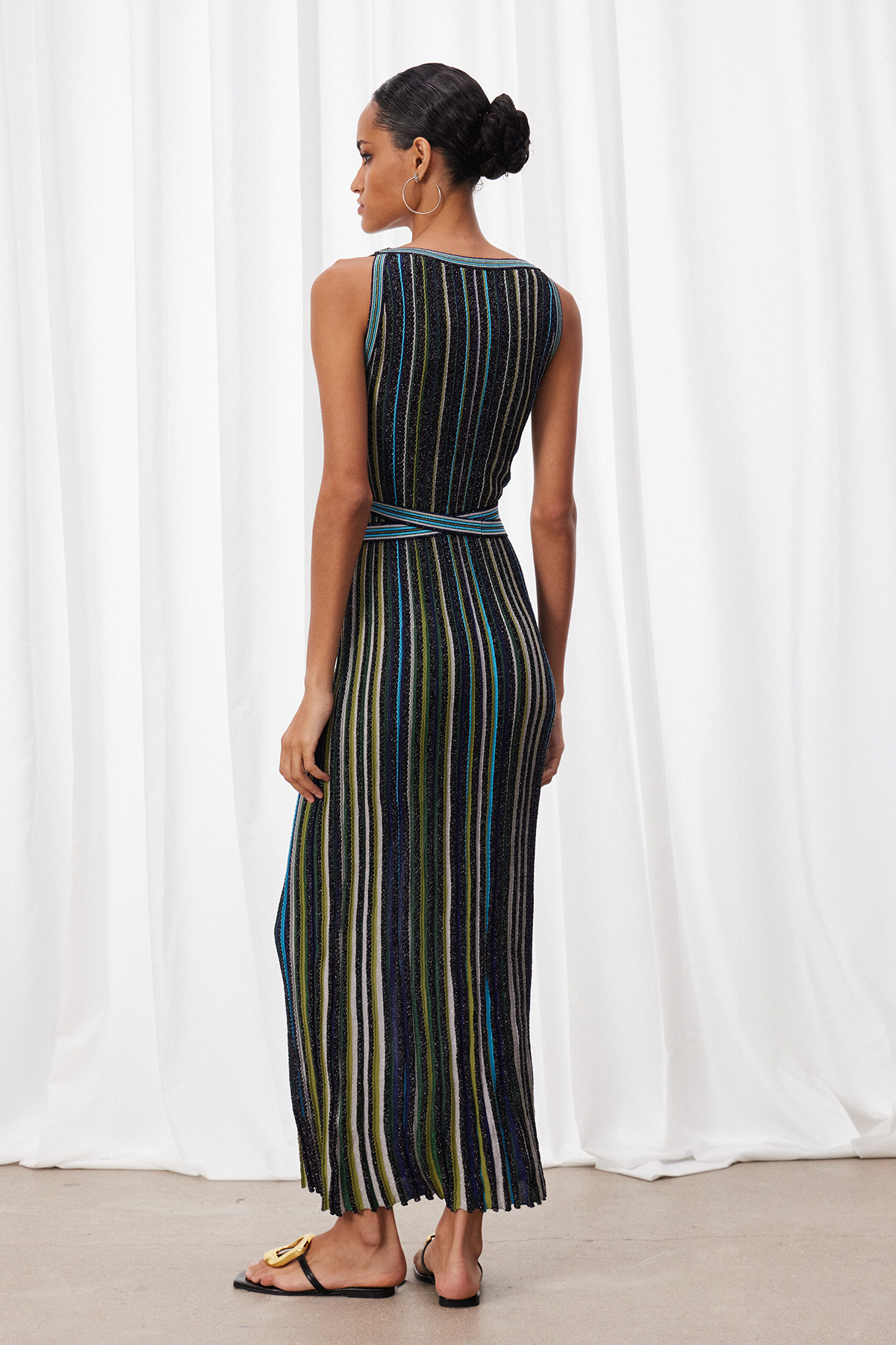 Giovannetta Sleeveless Stripe Glitter Maxi Dress
