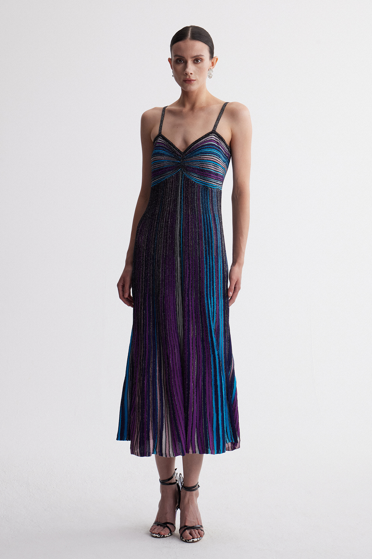 Giovannetta Stripe Glitter Maxi Dress