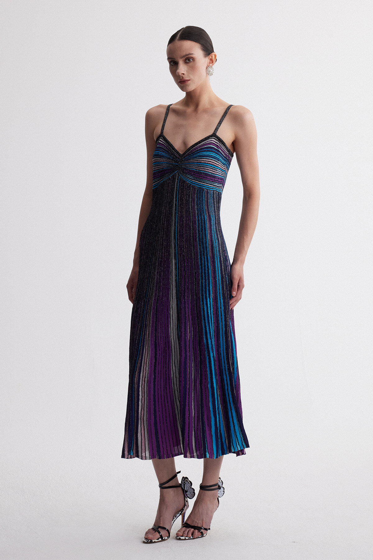 Giovannetta Stripe Glitter Maxi Dress