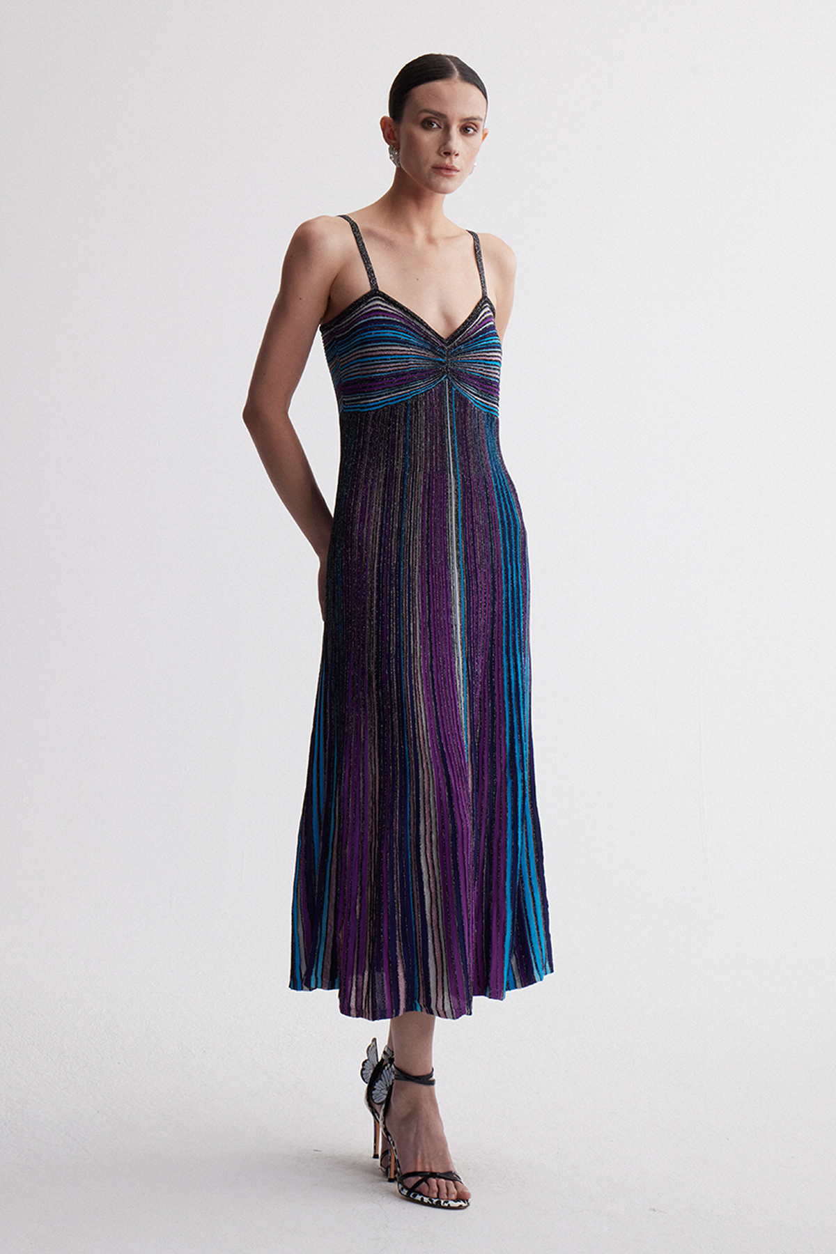 Giovannetta Stripe Glitter Maxi Dress