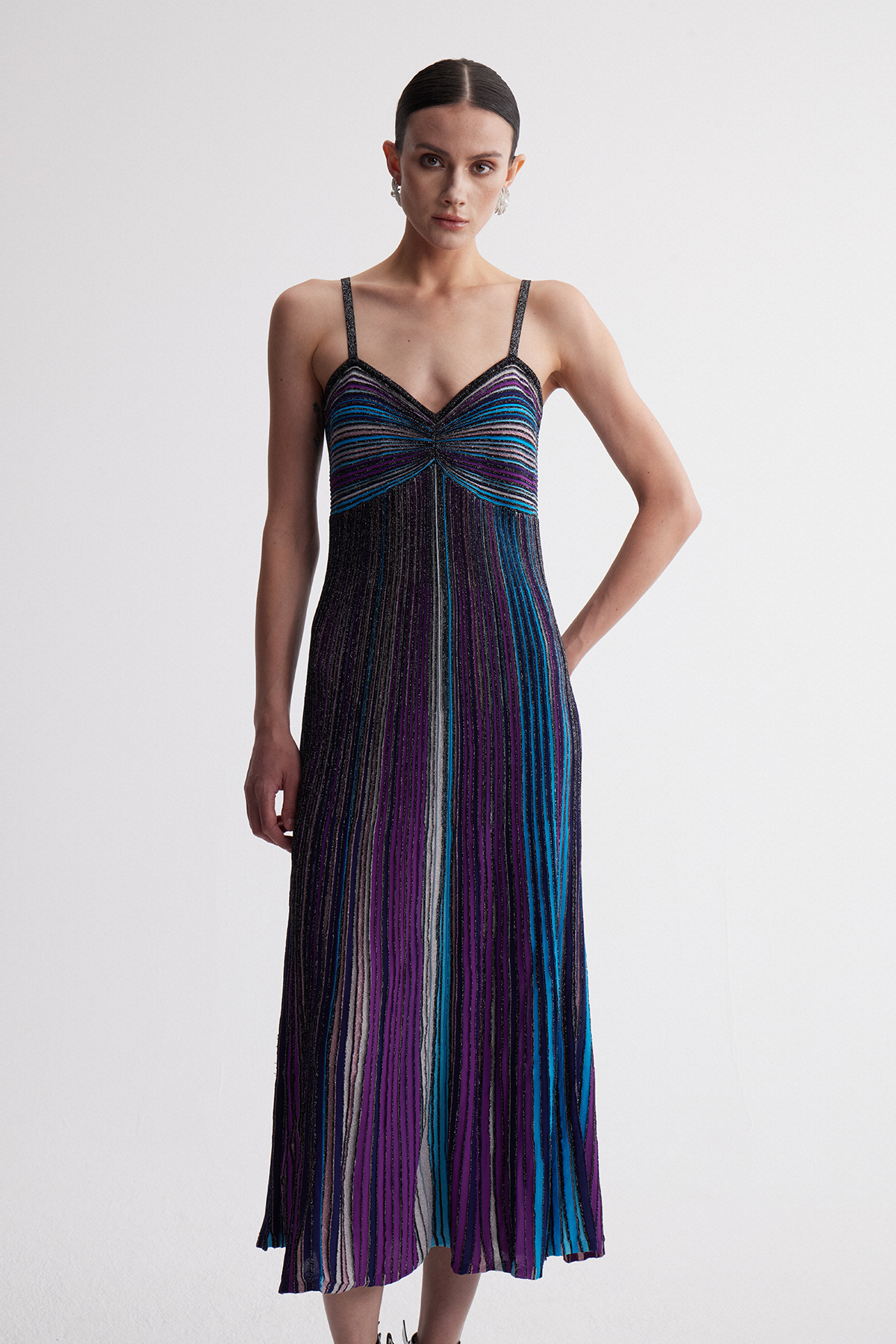 Giovannetta Stripe Glitter Maxi Dress