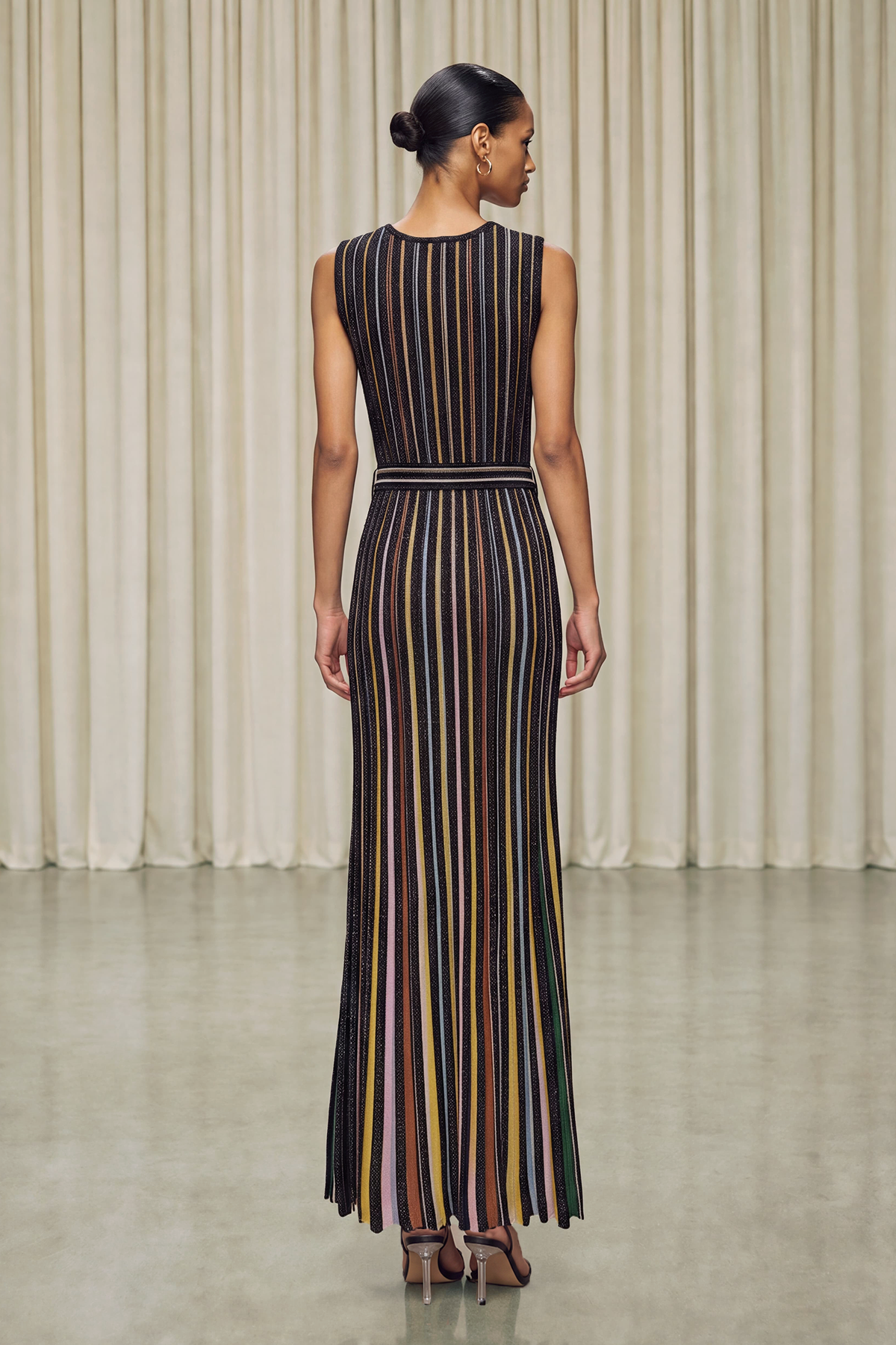 Giovannetta Stripe Tie Up Knit Maxi Dress