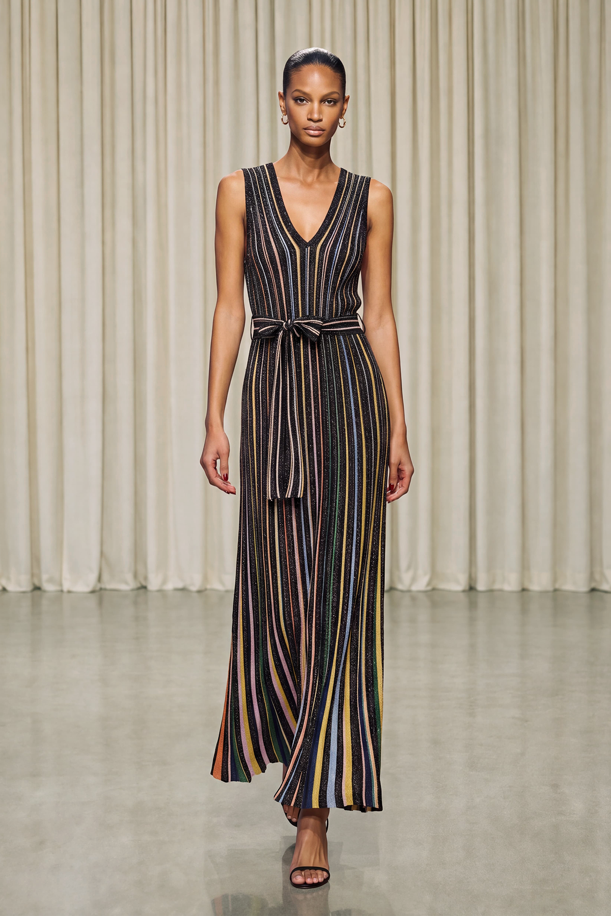 Giovannetta Stripe Tie Up Knit Maxi Dress