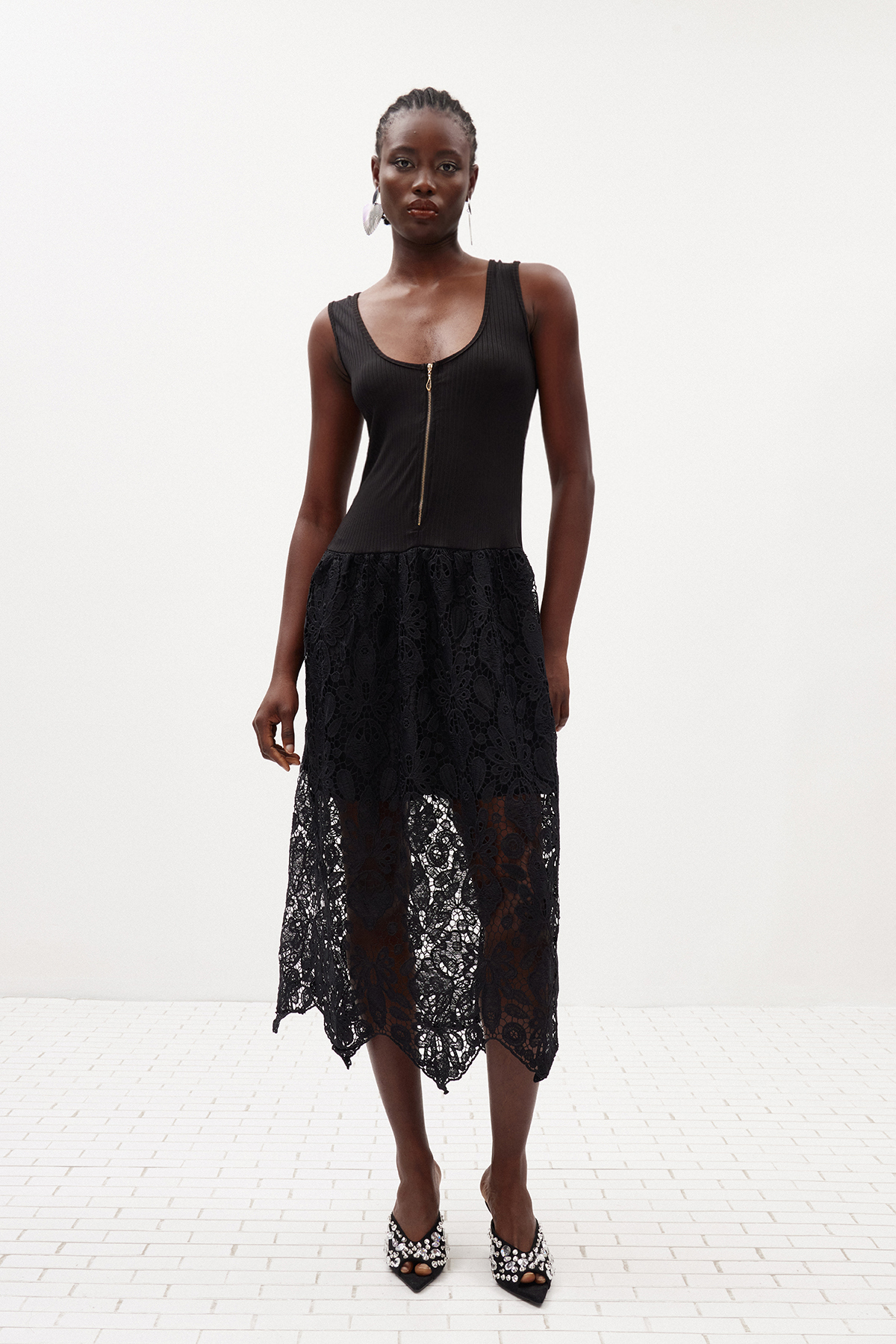 Giovannino Knit Lace Midi Dress