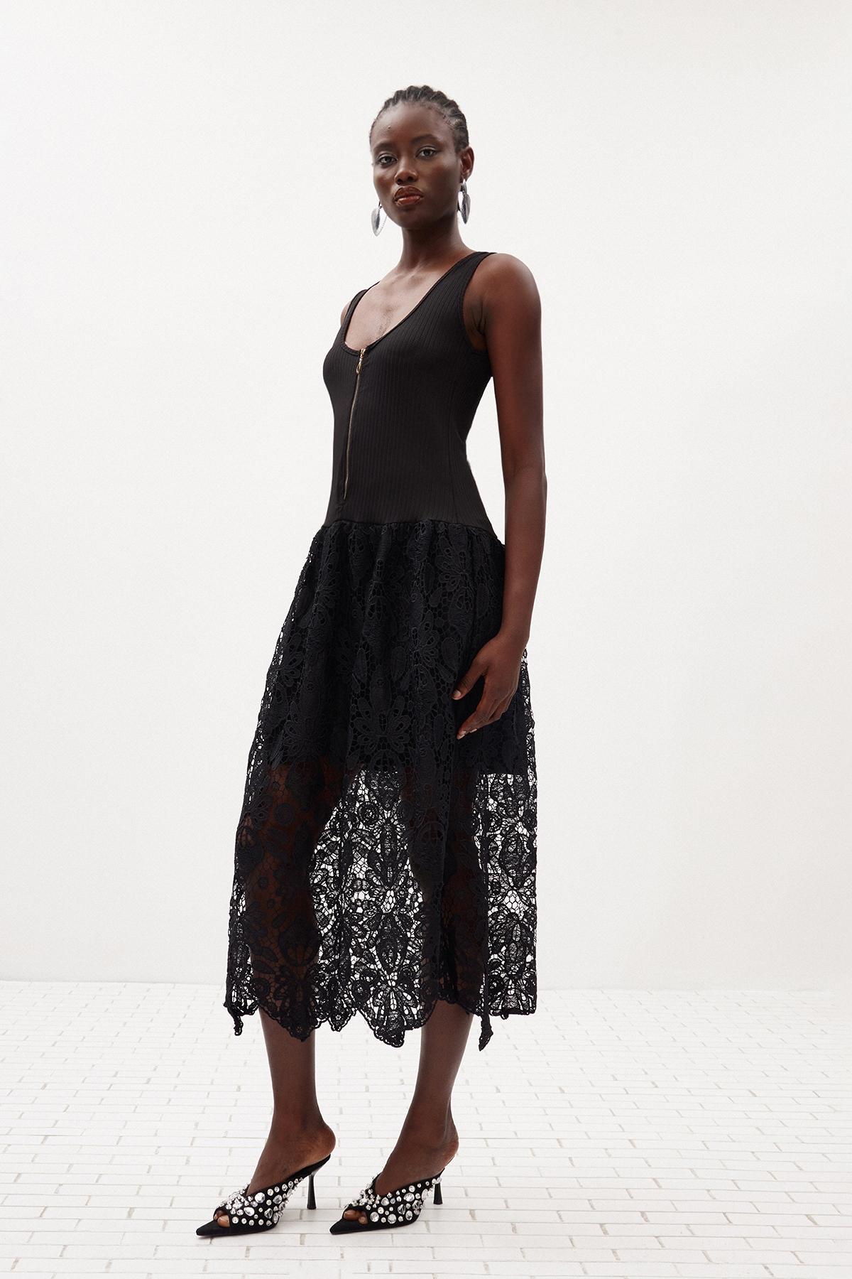 Giovannino Knit Lace Midi Dress
