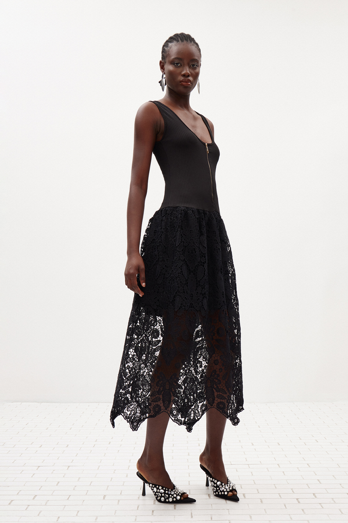 Giovannino Knit Lace Midi Dress