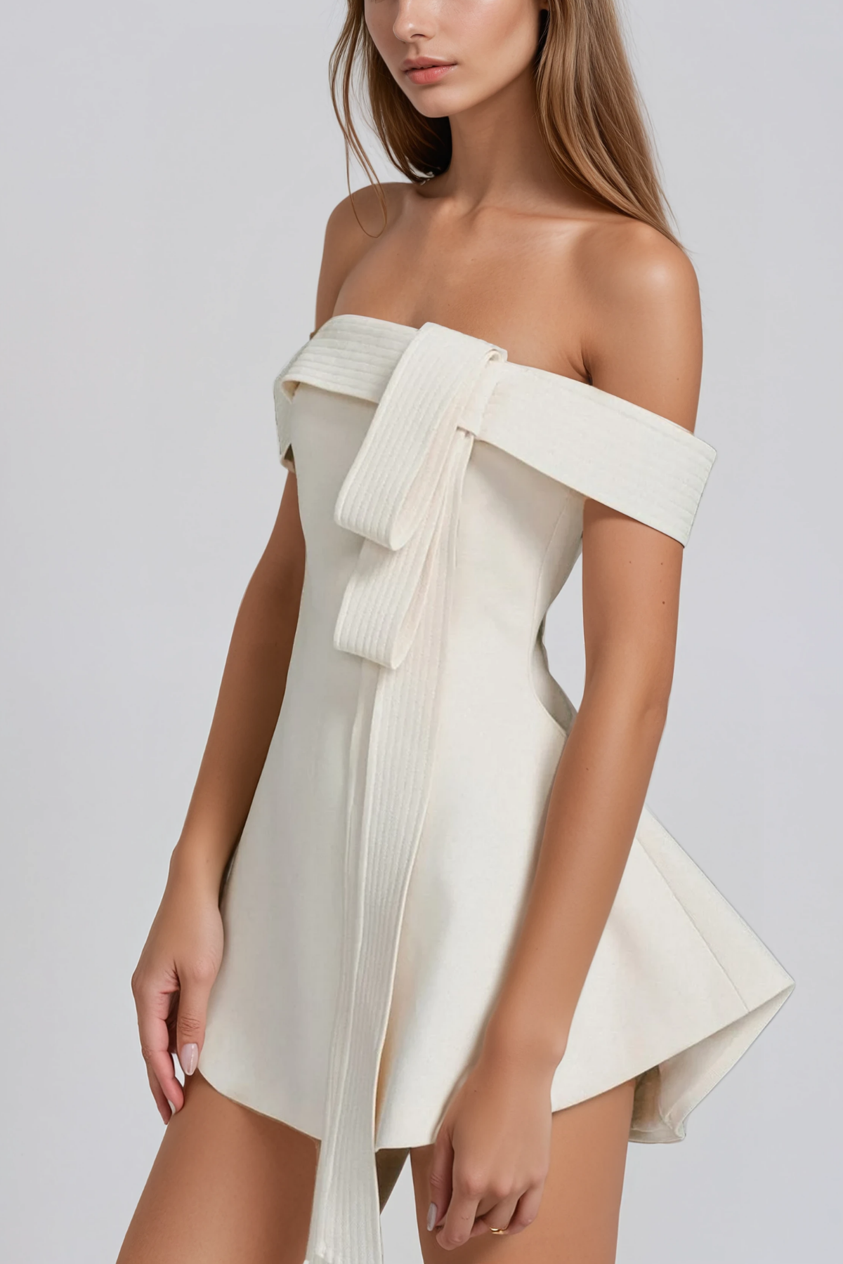 Giovannino Off Shoulder Fringe Mini Dress