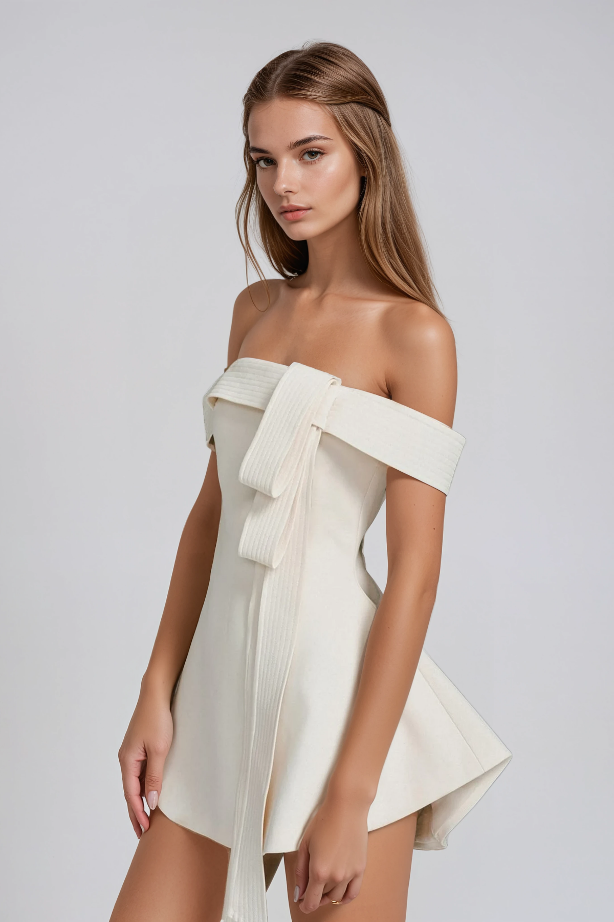 Giovannino Off Shoulder Fringe Mini Dress
