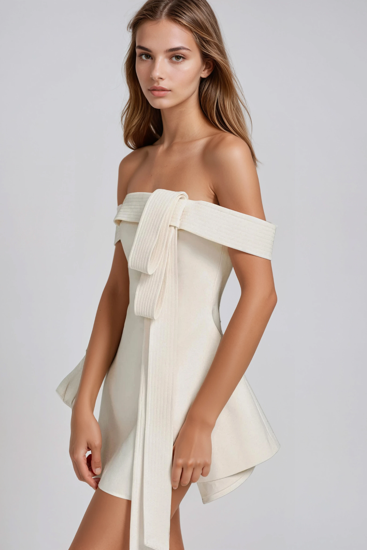 Giovannino Off Shoulder Fringe Mini Dress
