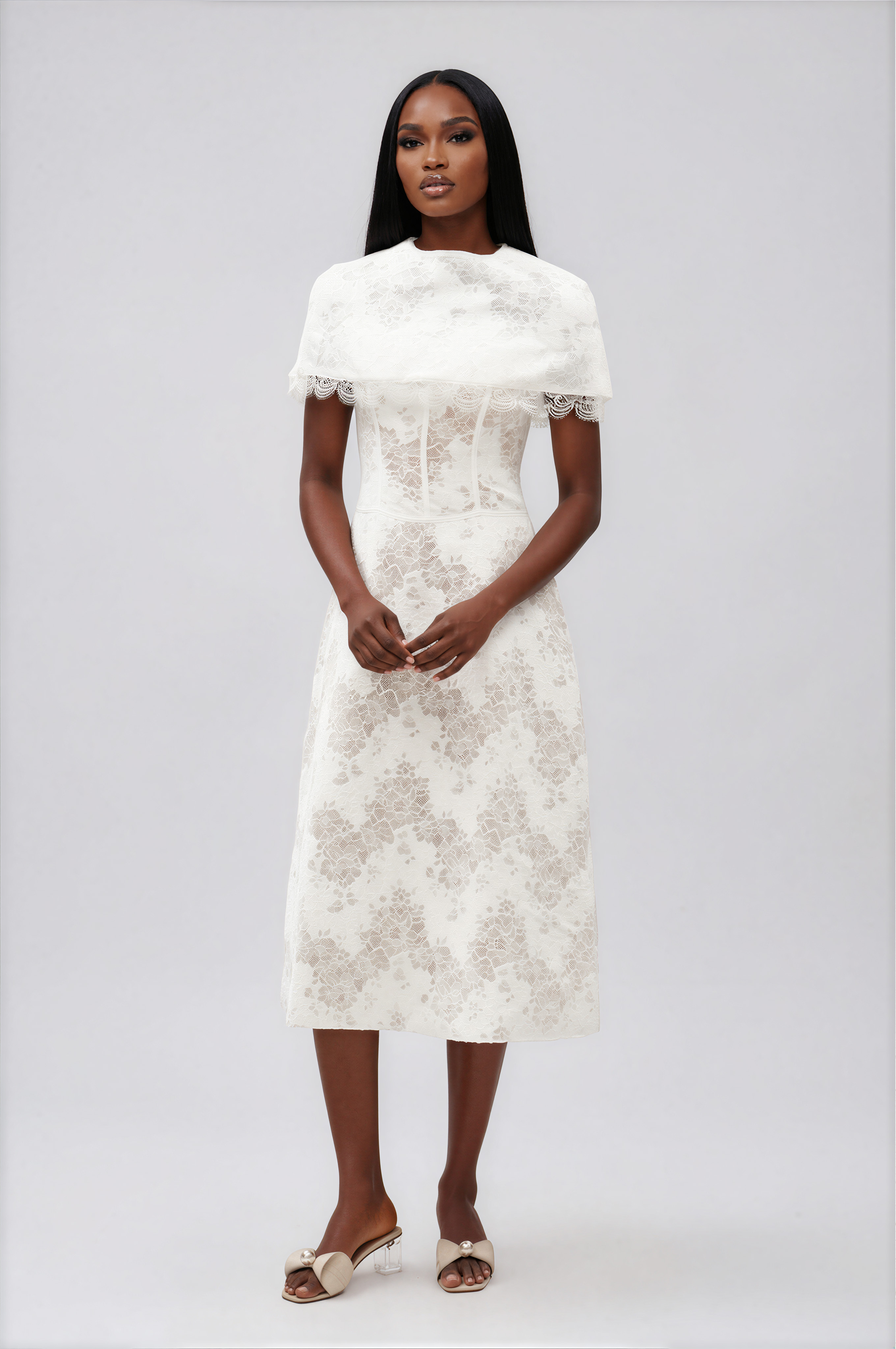Giraldo Shawl Lace Maxi Dress