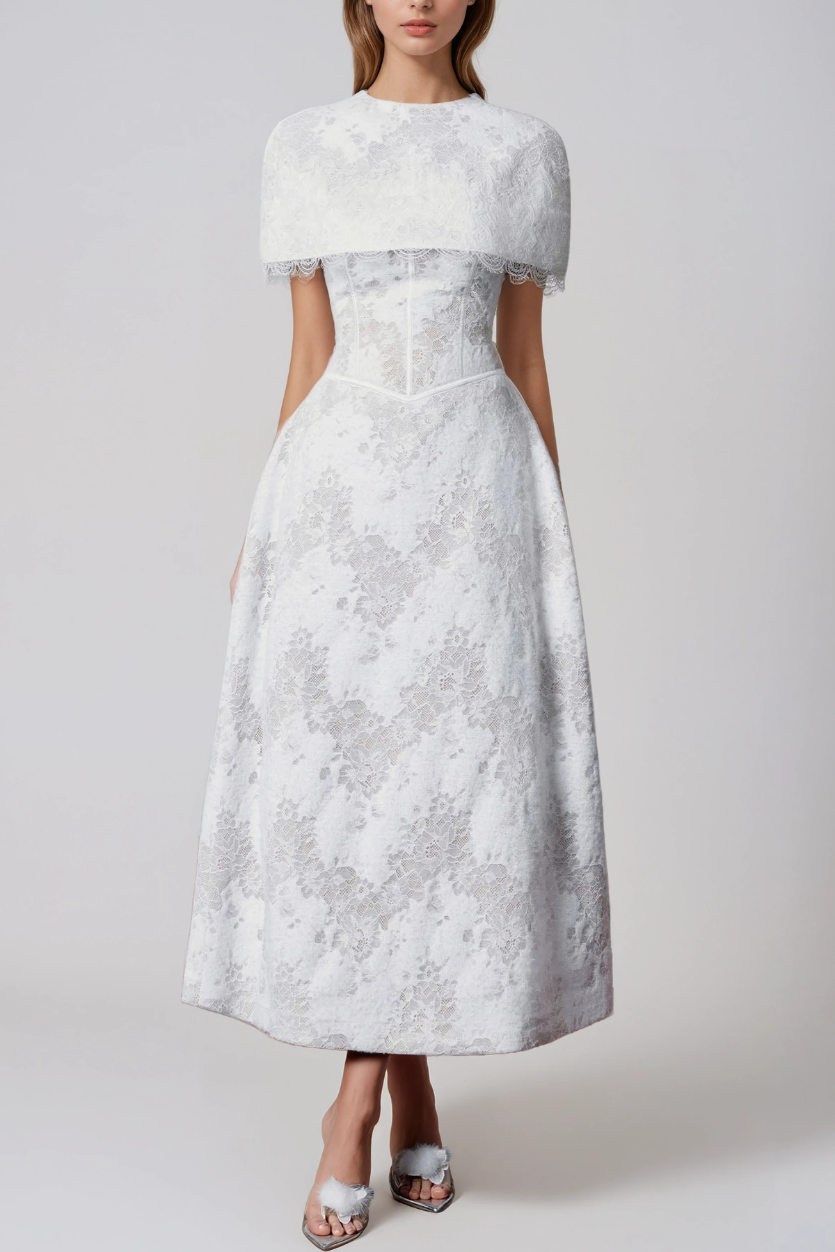 Giraldo Shawl Lace Maxi Dress