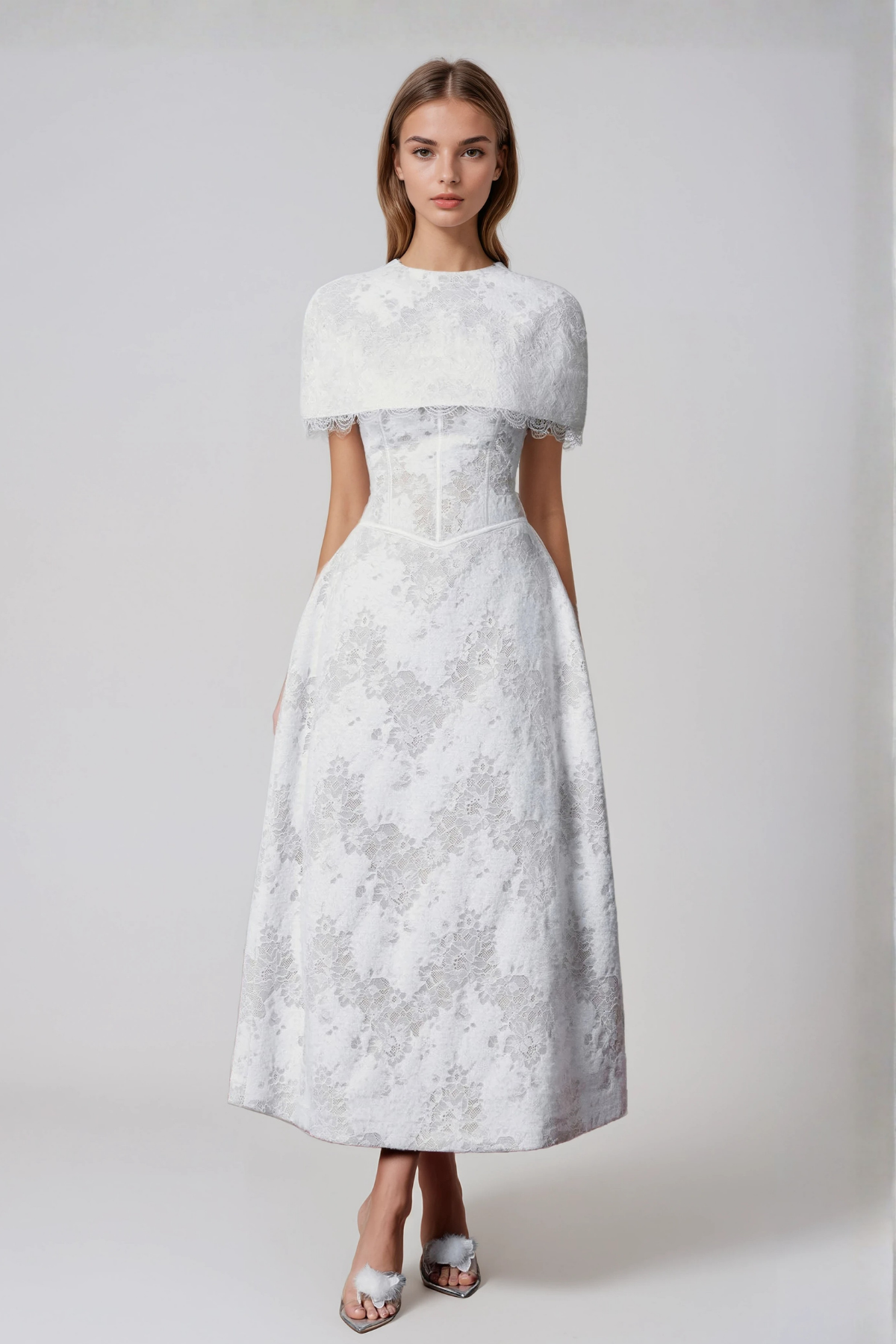 Giraldo Shawl Lace Maxi Dress