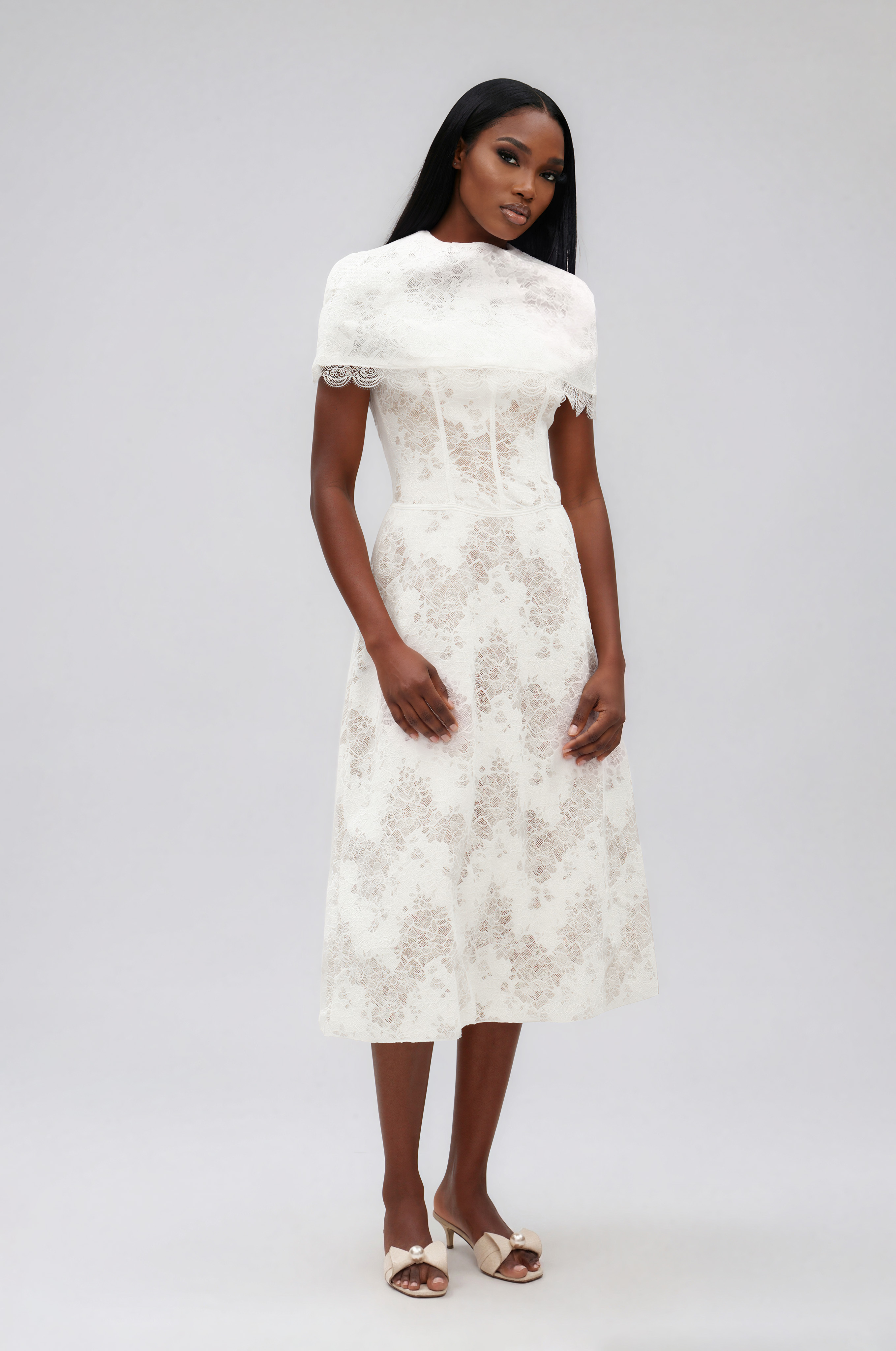 Giraldo Shawl Lace Maxi Dress