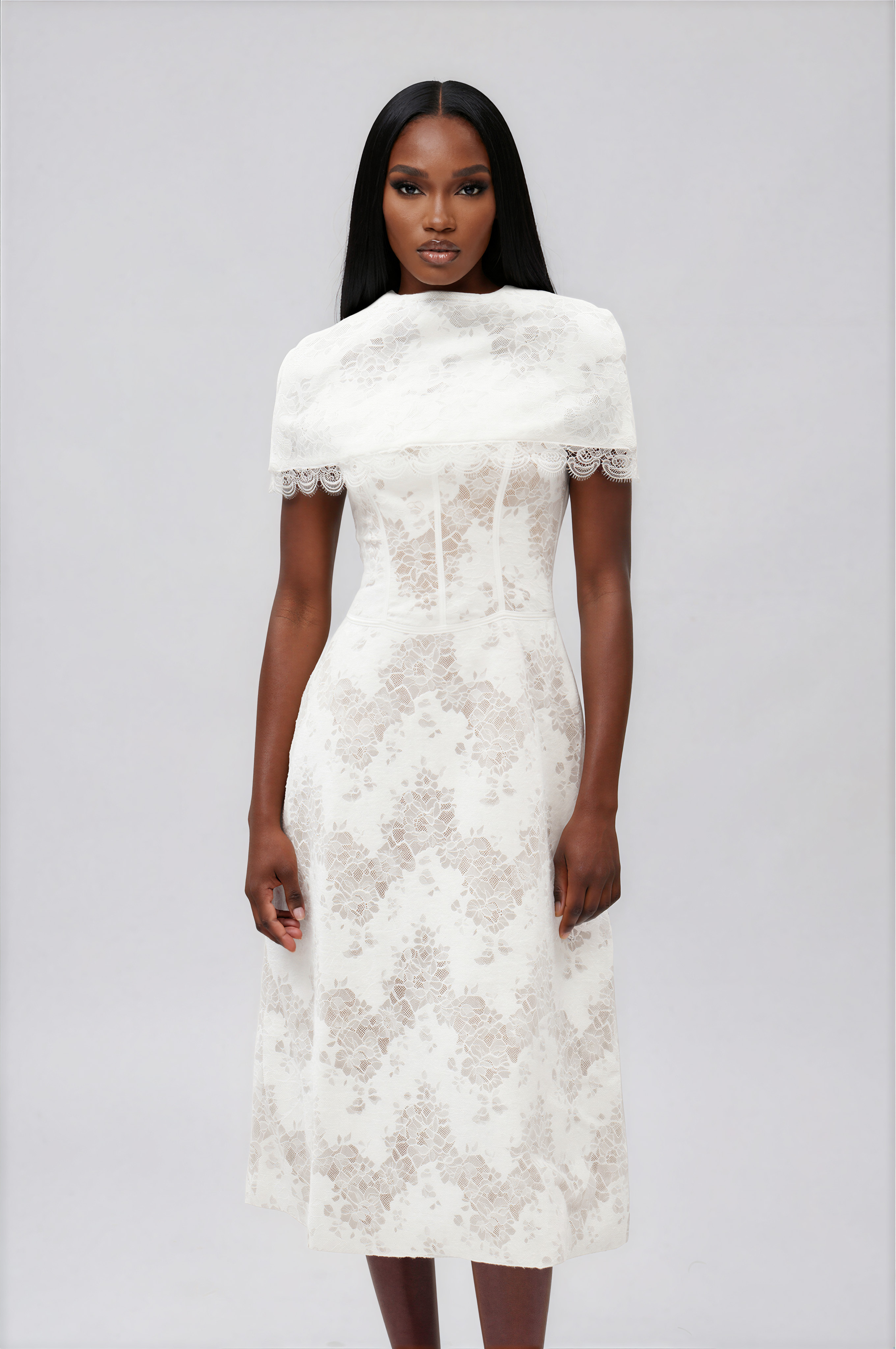 Giraldo Shawl Lace Maxi Dress