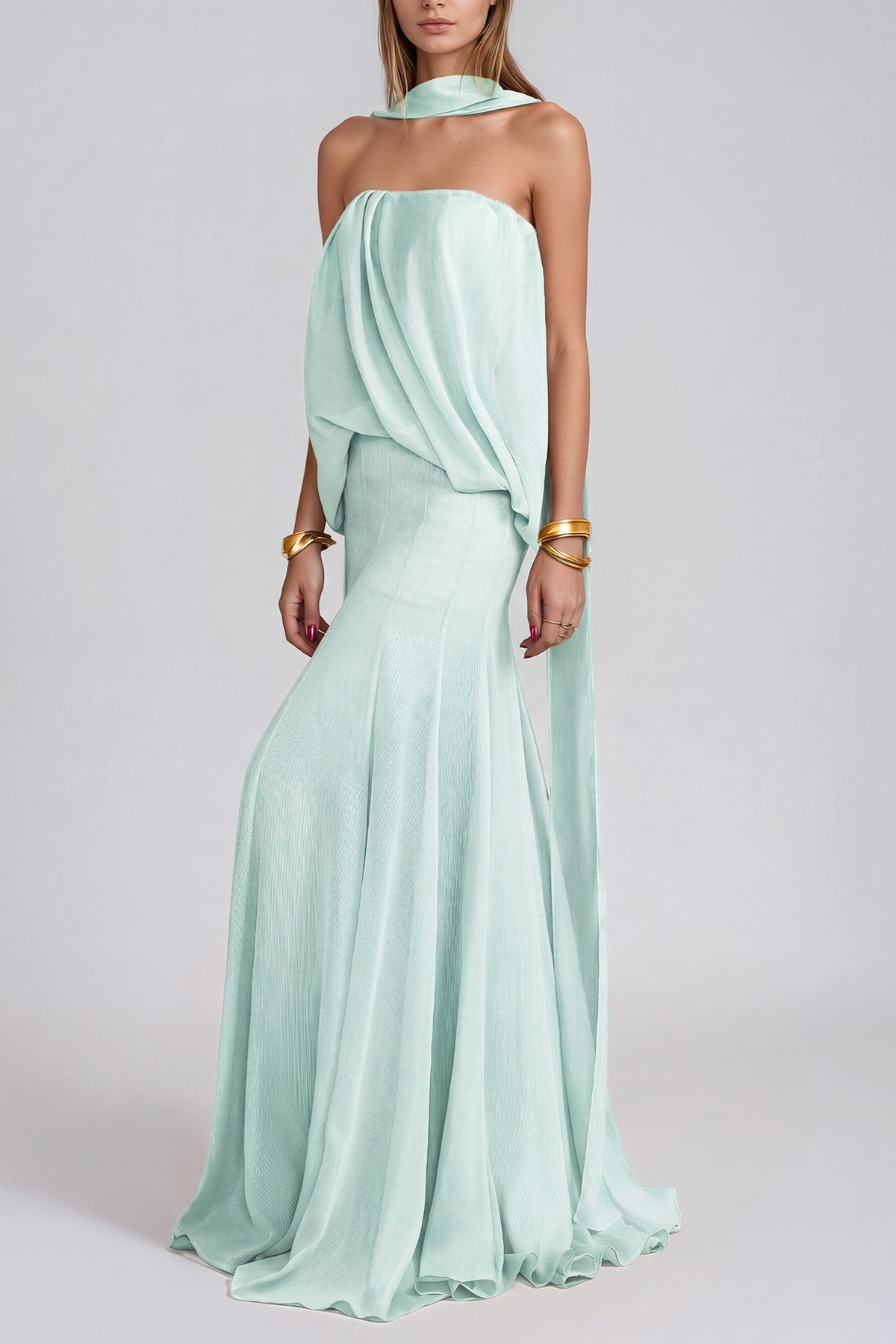 Girish Ruch Mesh Mermaid Maxi Dress In Green