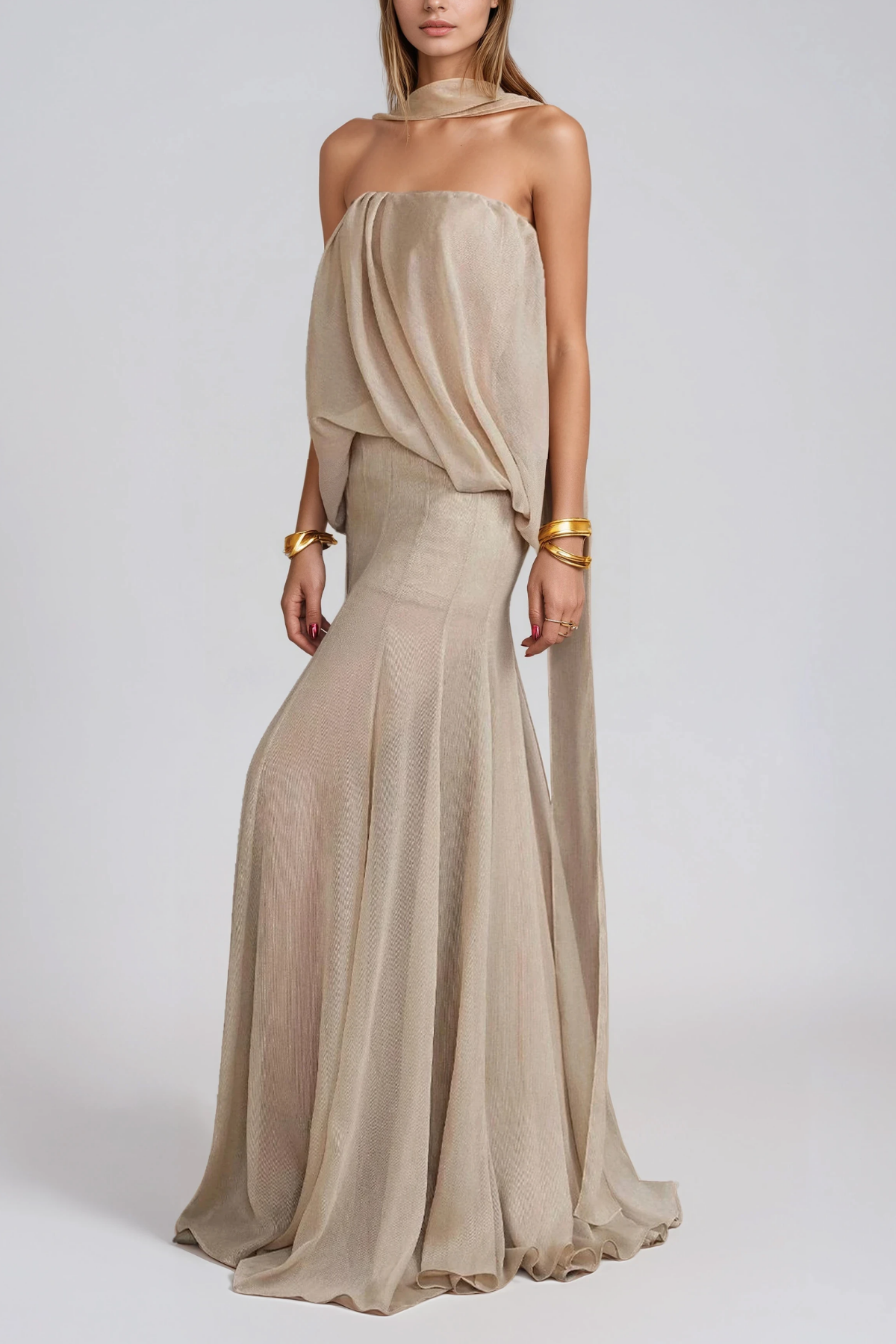 Girish Ruch Mesh Mermaid Maxi Dress