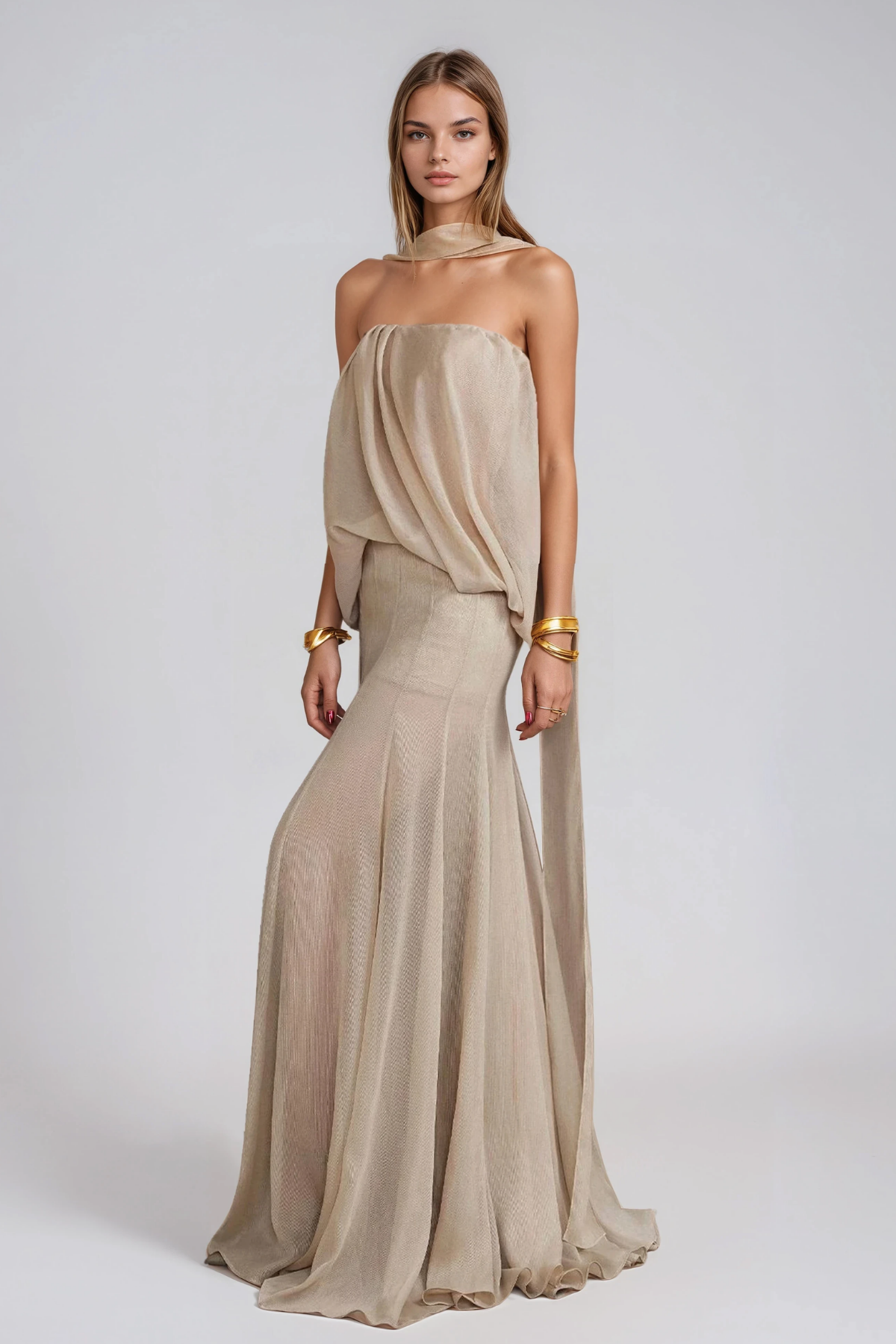 Girish Ruch Mesh Mermaid Maxi Dress