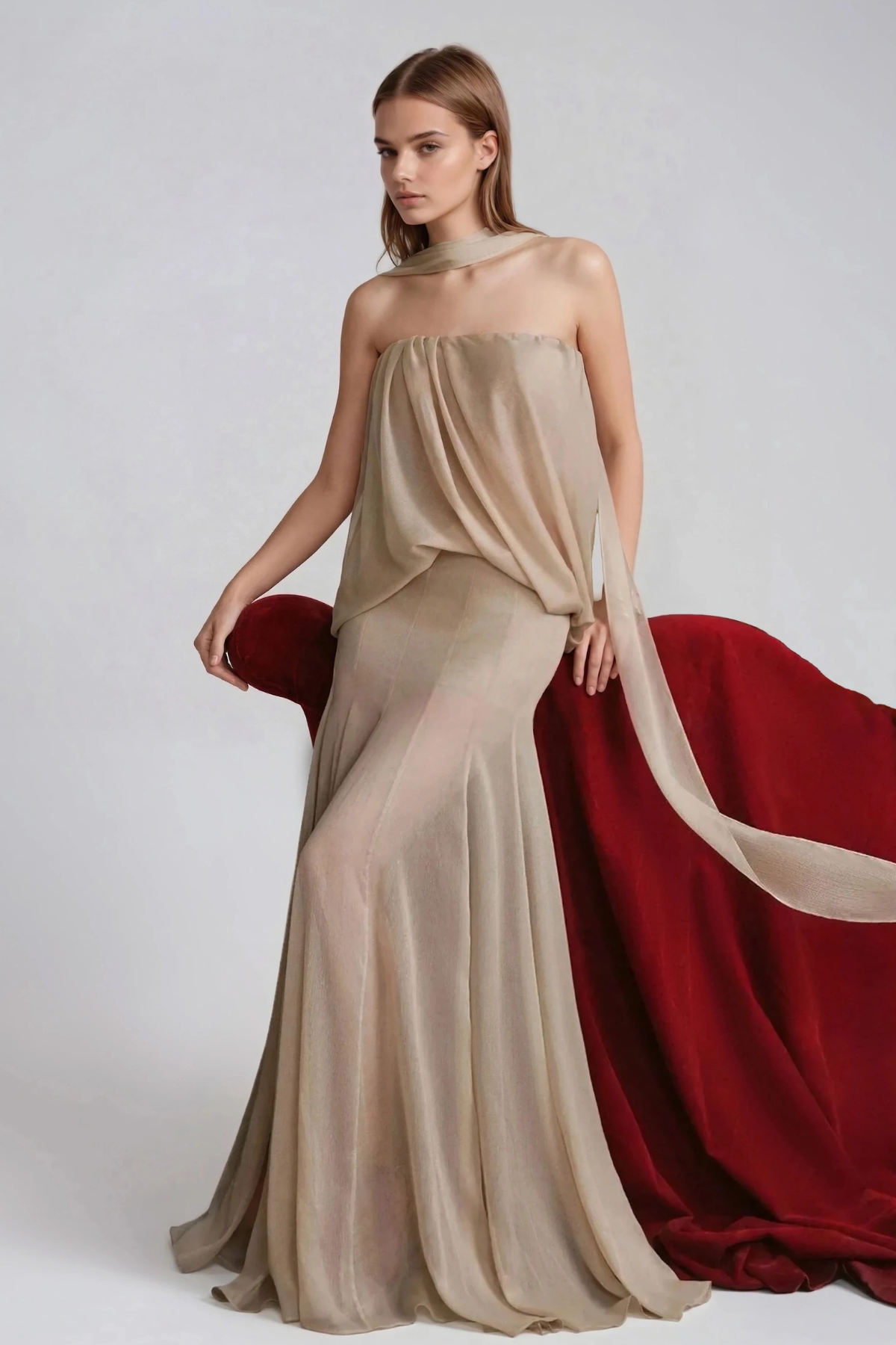 Girish Ruch Mesh Mermaid Maxi Dress