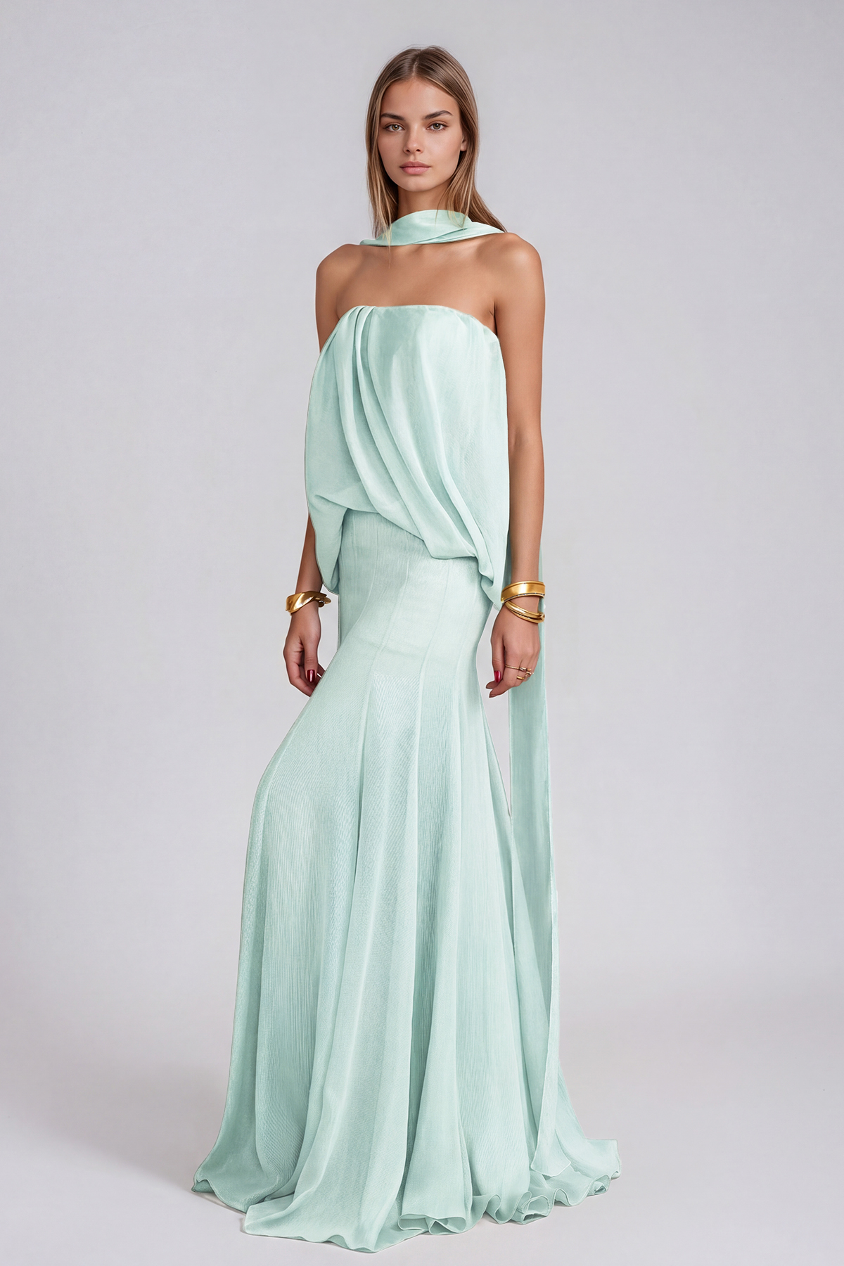 Girish Ruch Mesh Mermaid Maxi Dress In Green