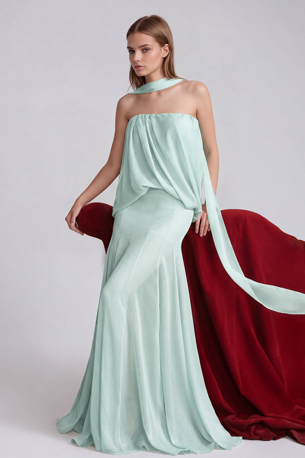Girish Ruch Mesh Mermaid Maxi Dress In Green