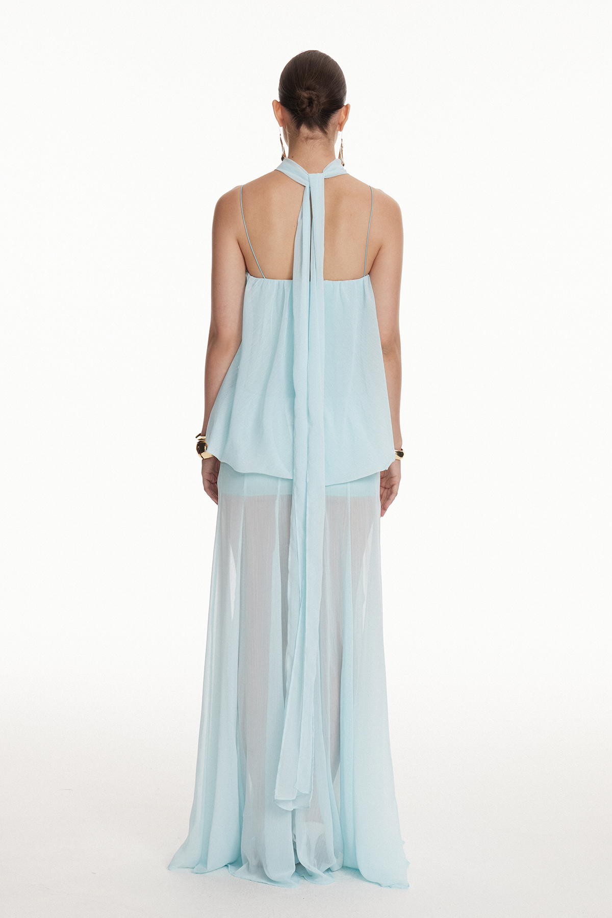 Girish Ruch Mesh Mermaid Maxi Dress In Mint