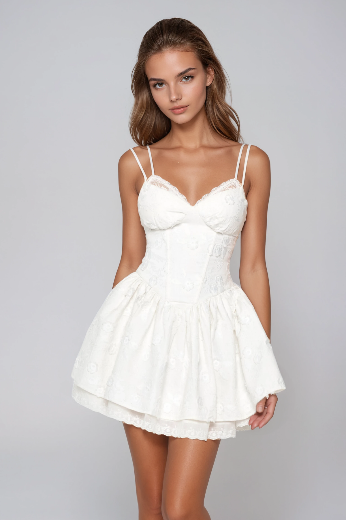 Gisela Spaghetti Lace Mini Dress