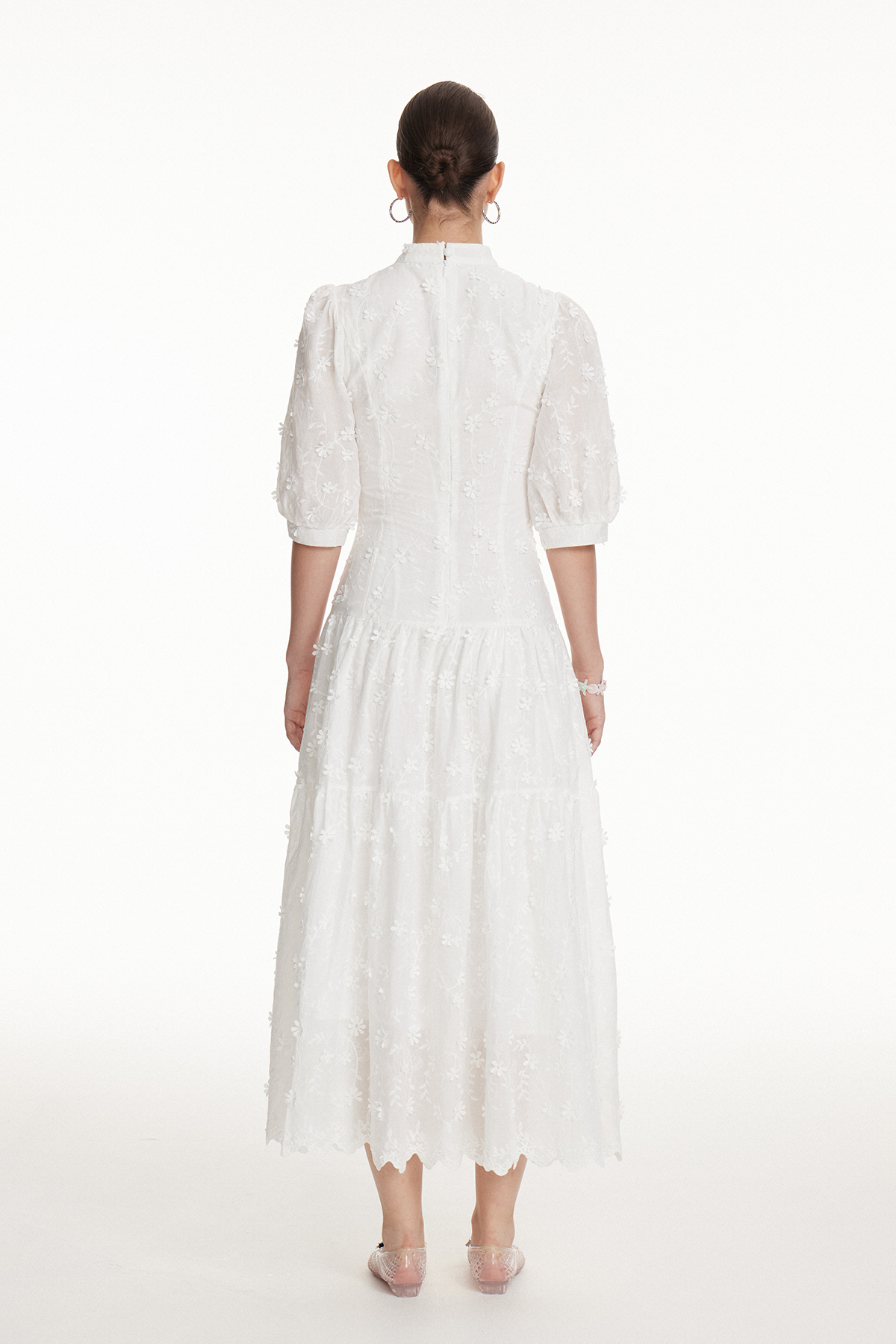 Gitta Flower Embroidered Bottom Midi Dress
