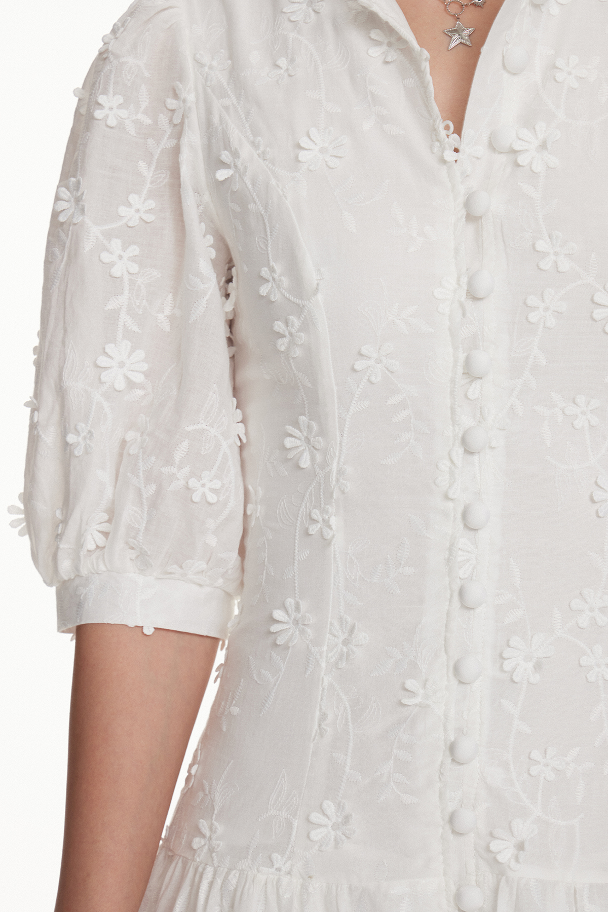 Gitta Flower Embroidered Bottom Midi Dress