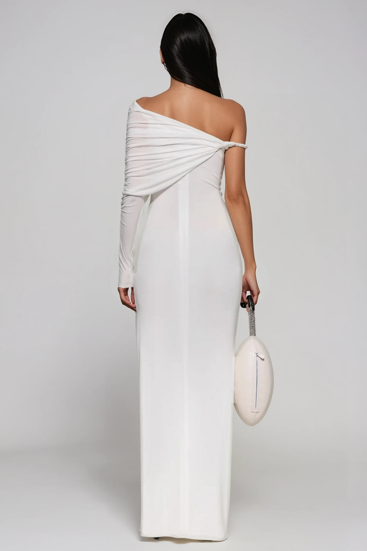 Hacer Ruch Asymmetric Maxi Dress In White