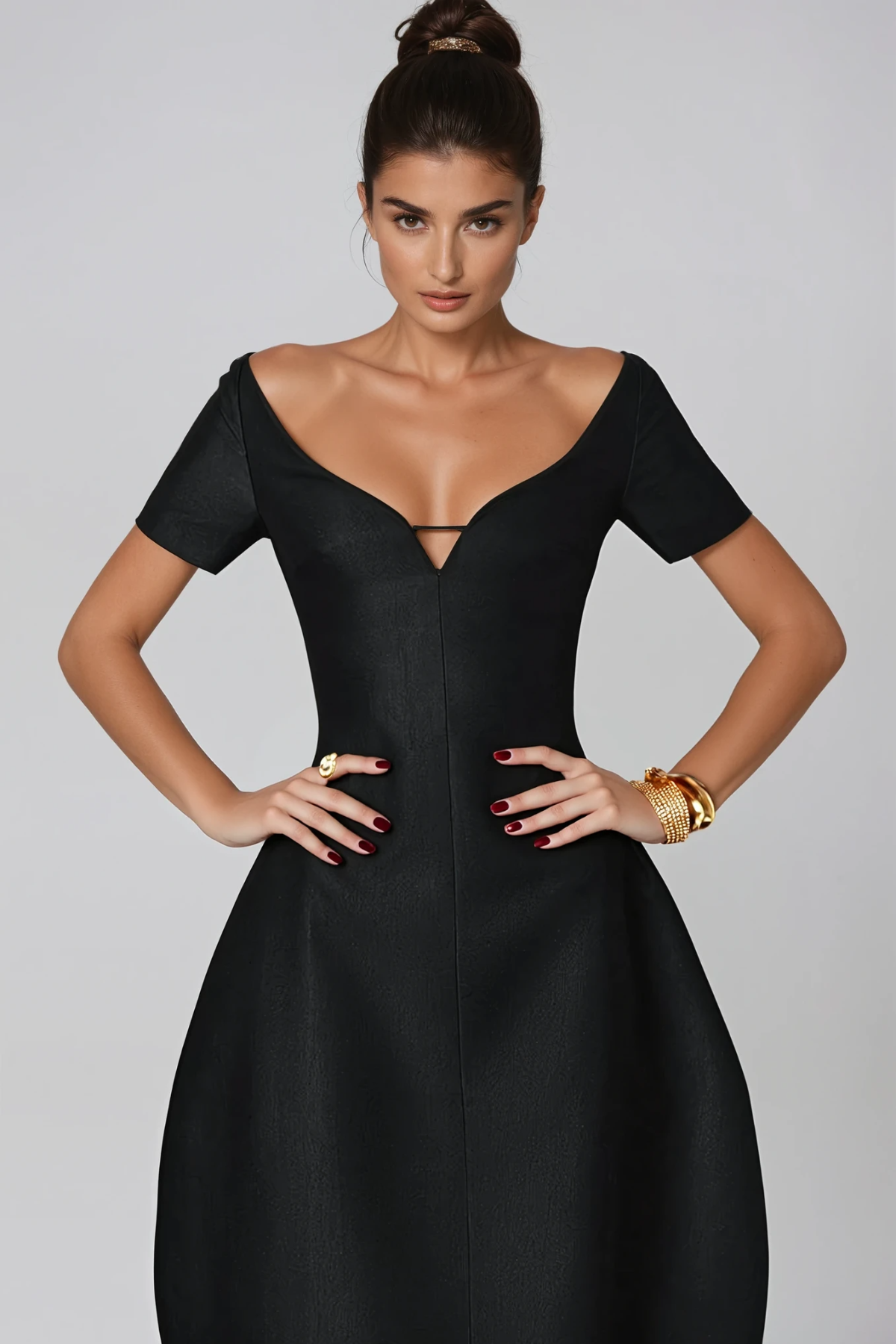 Hachiro Mermaid Plunge Midi Dress