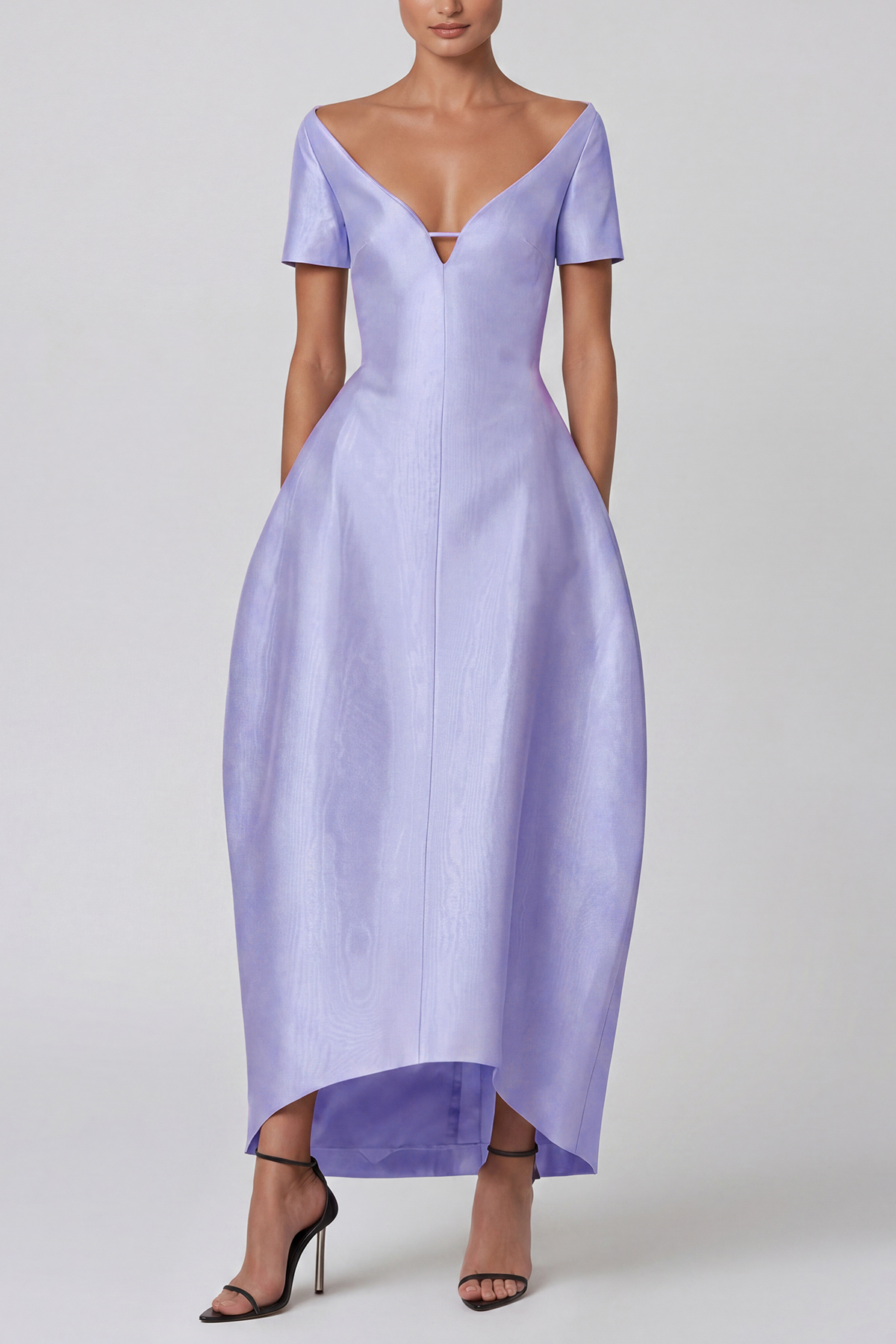 Hachiro Mermaid Plunge Midi Dress In Purple