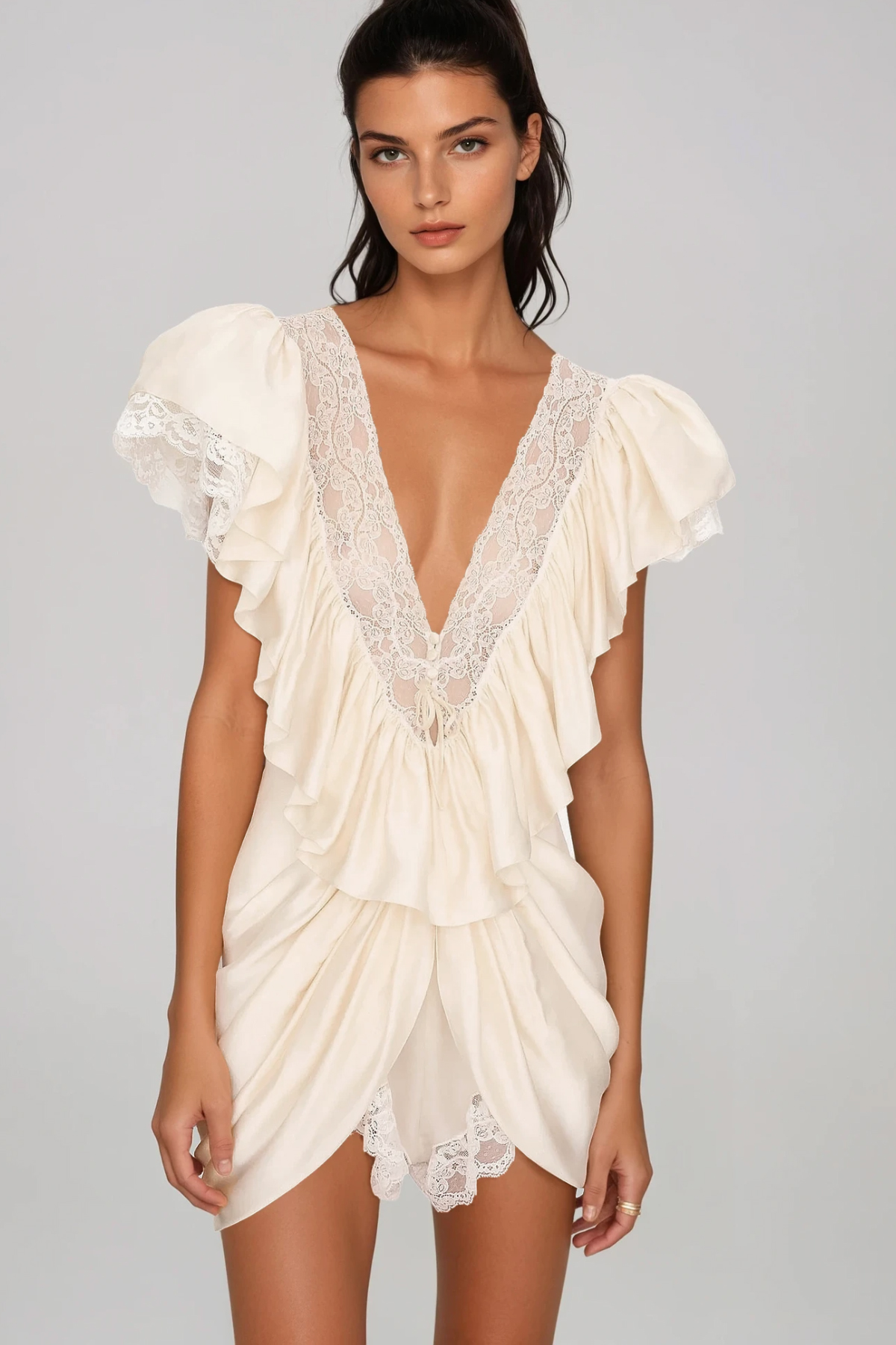 Hadassa Plunge Ruffle Jumpsuit