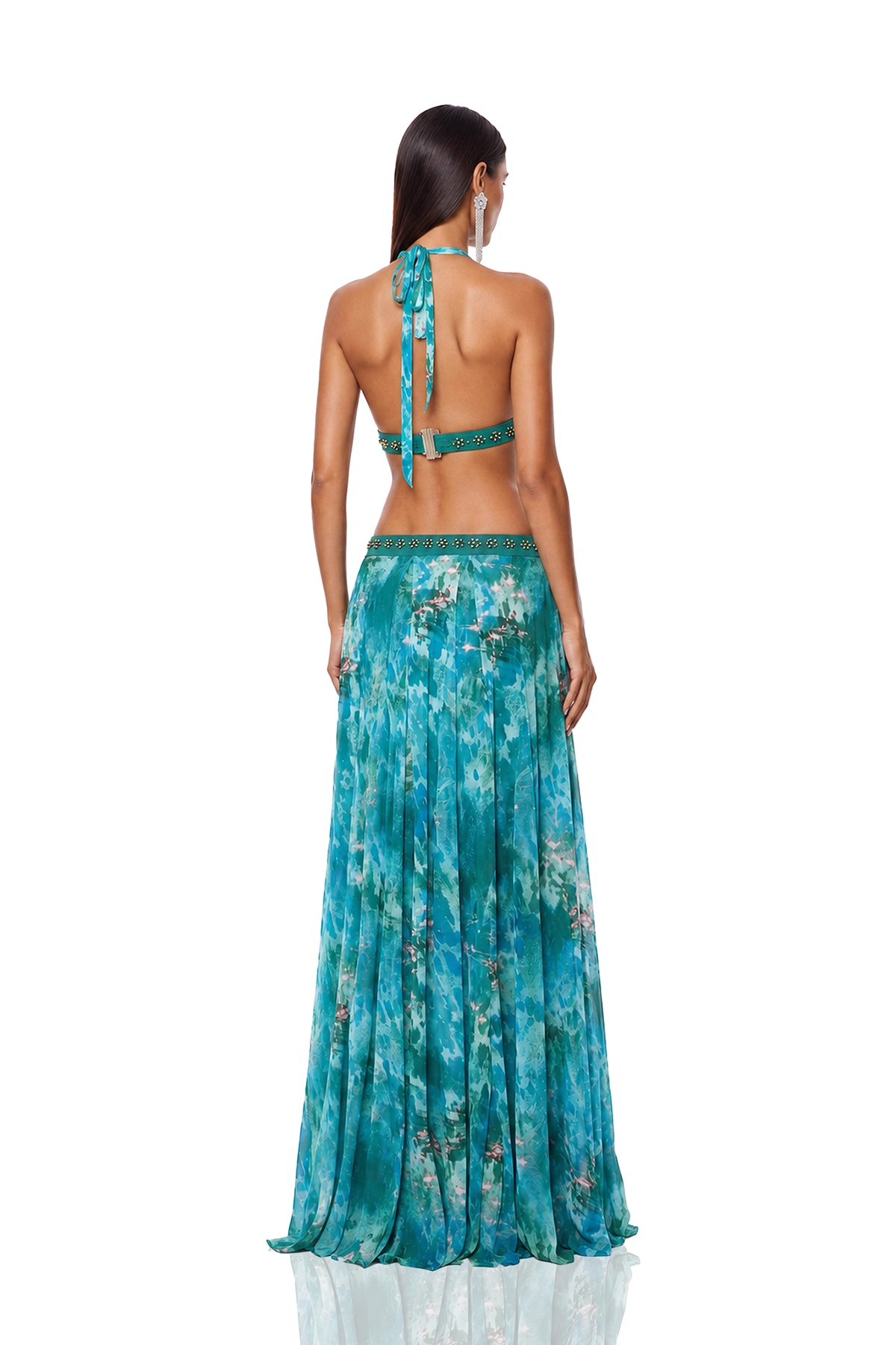 Hadiza Halter Neck Teal Maxi Dress