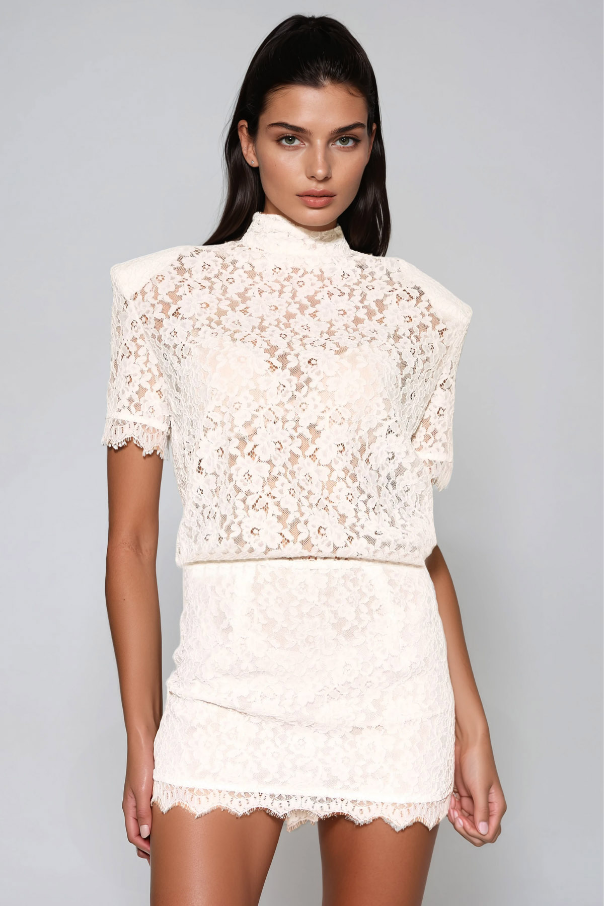 Hal Embroidered Lace Floral Mini Dress