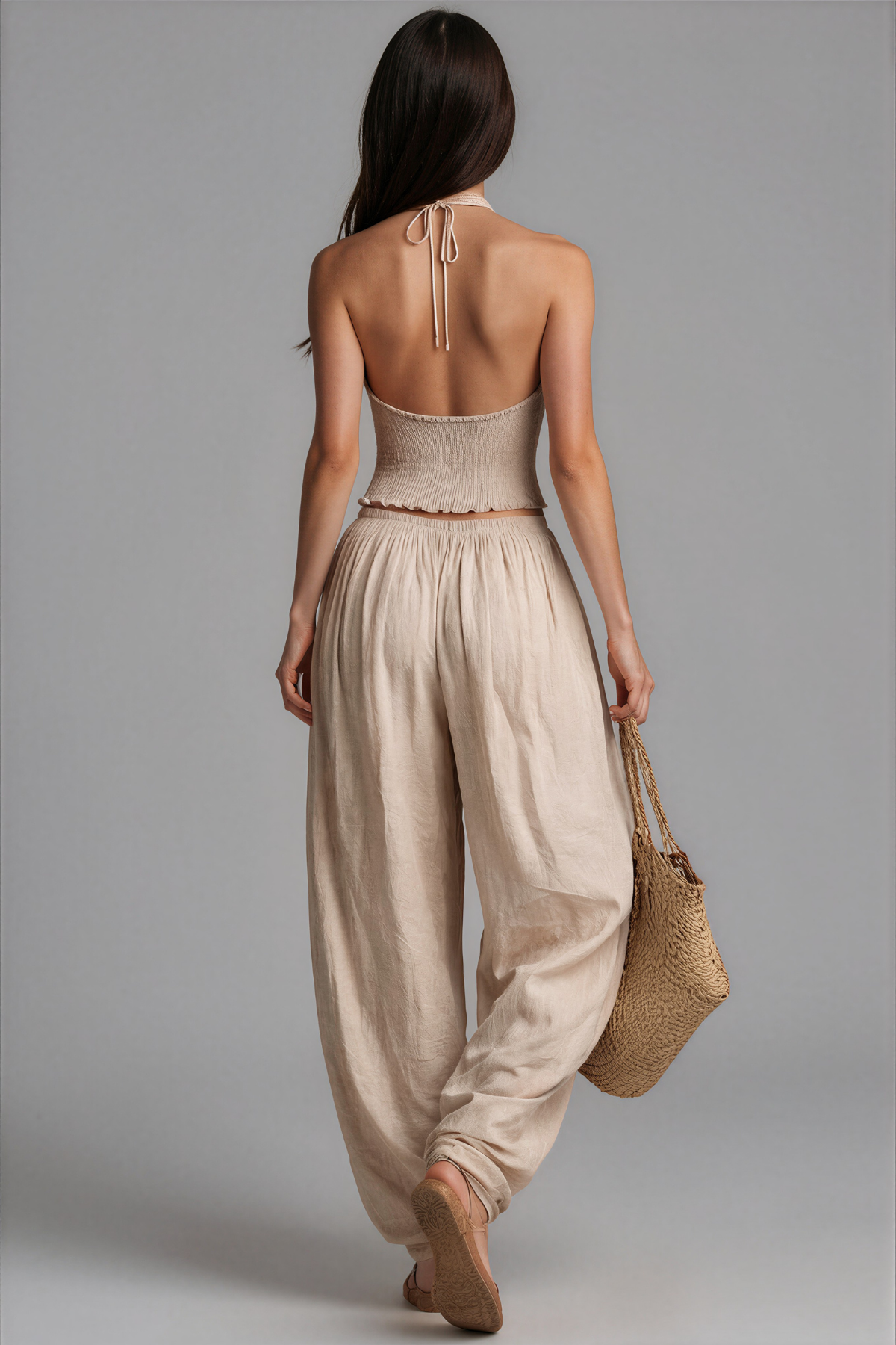Hale Linen Halter Harem Pants Set