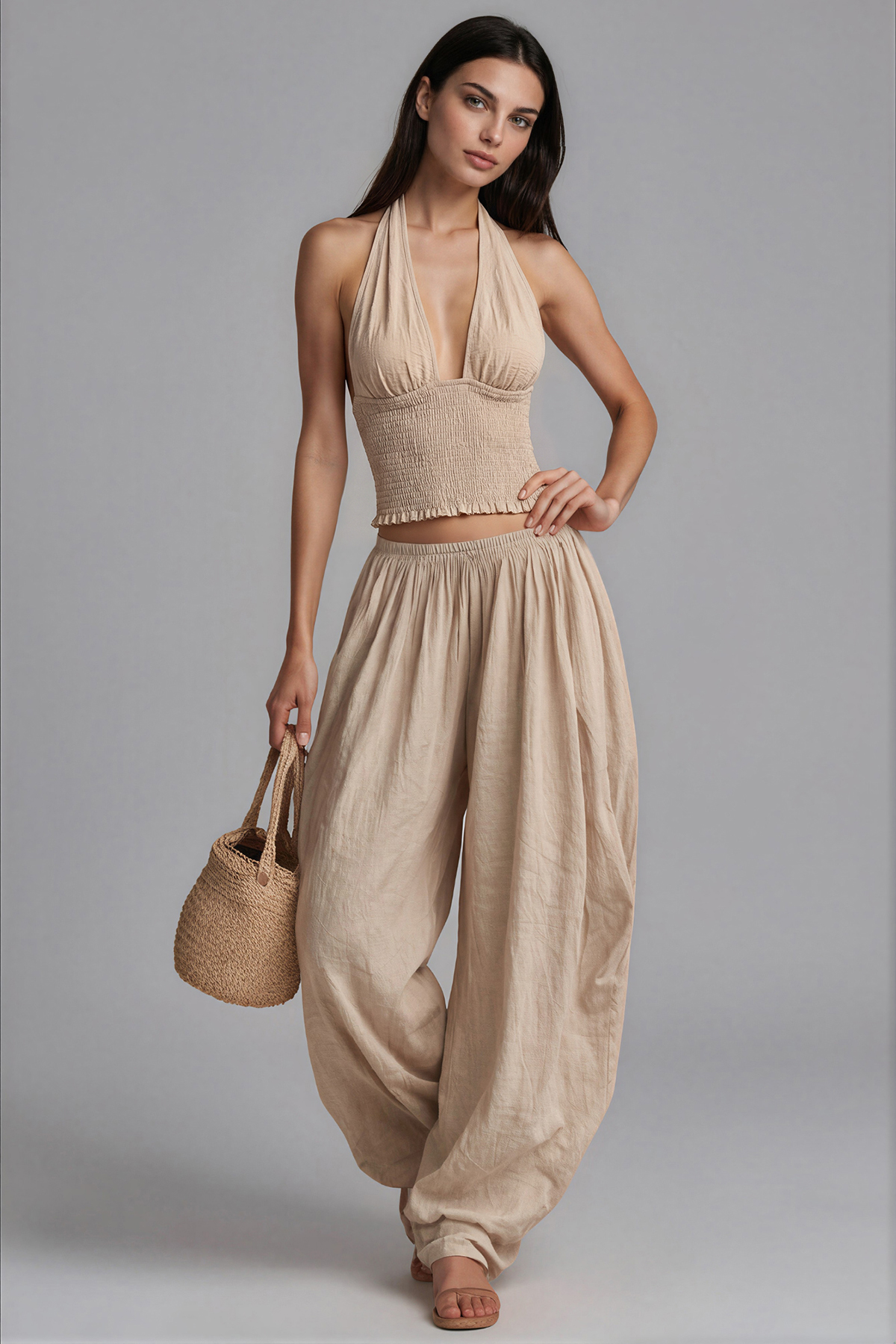 Hale Linen Halter Harem Pants Set