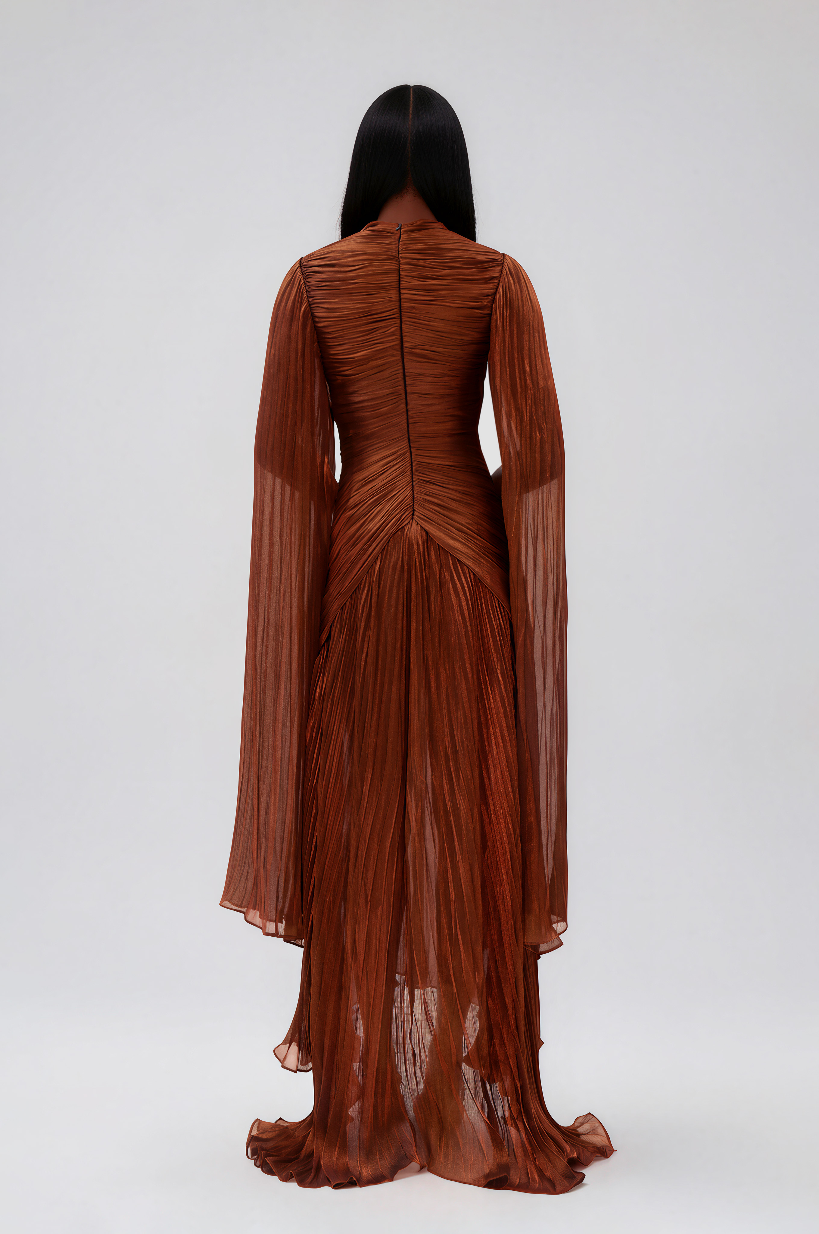 Hamnet Cape Sleeve Ruch Maxi Dress