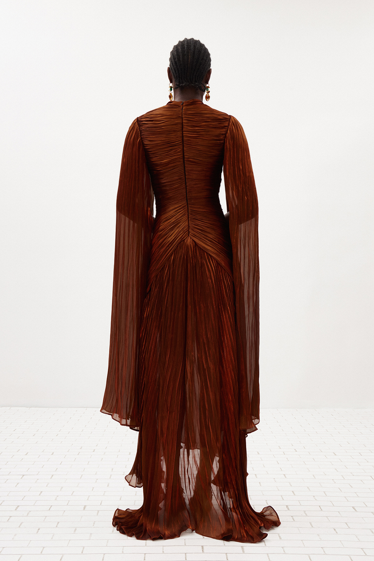 Hamnet Cape Sleeve Ruch Maxi Dress